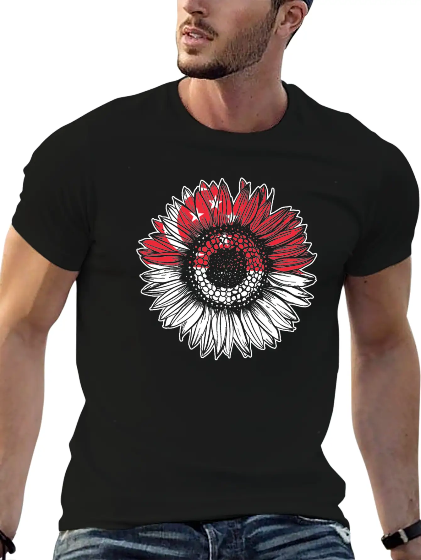 Singapore Flag Sunflower Basic Graphic T-Shirt – Daily Comfort In Soft Cotton