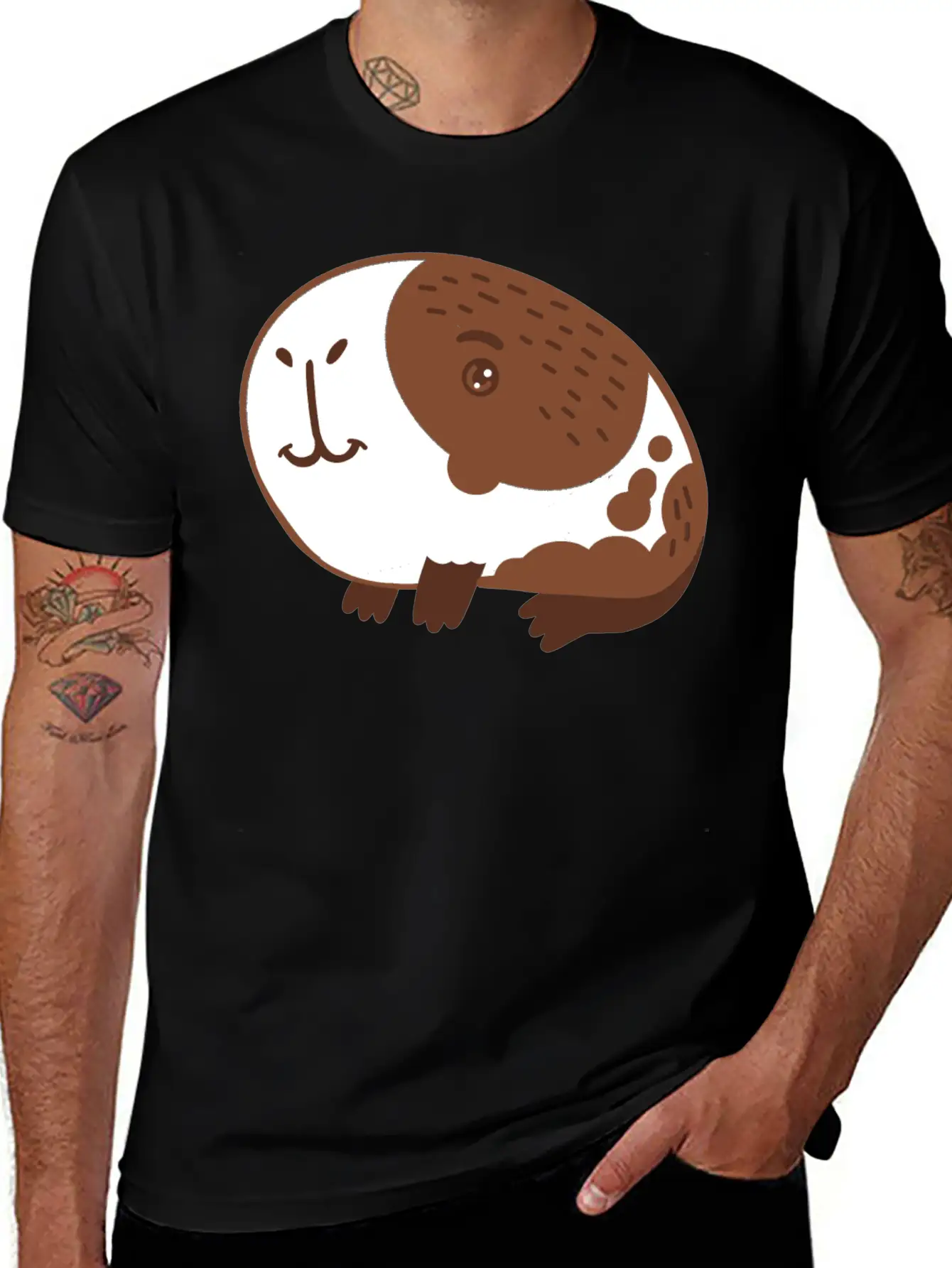 Single Hand Drawn Big Nose Guinea Pig Lightweight Cotton T-Shirt – Daily Comfort Graphic Shirt