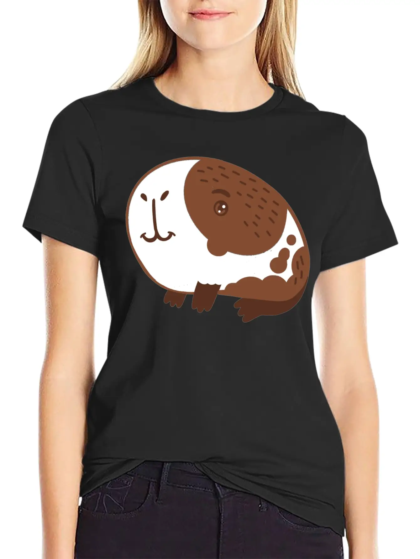 Single Hand Drawn Big Nose Guinea Pig Lightweight Cotton T-Shirt – Daily Comfort Graphic Shirt