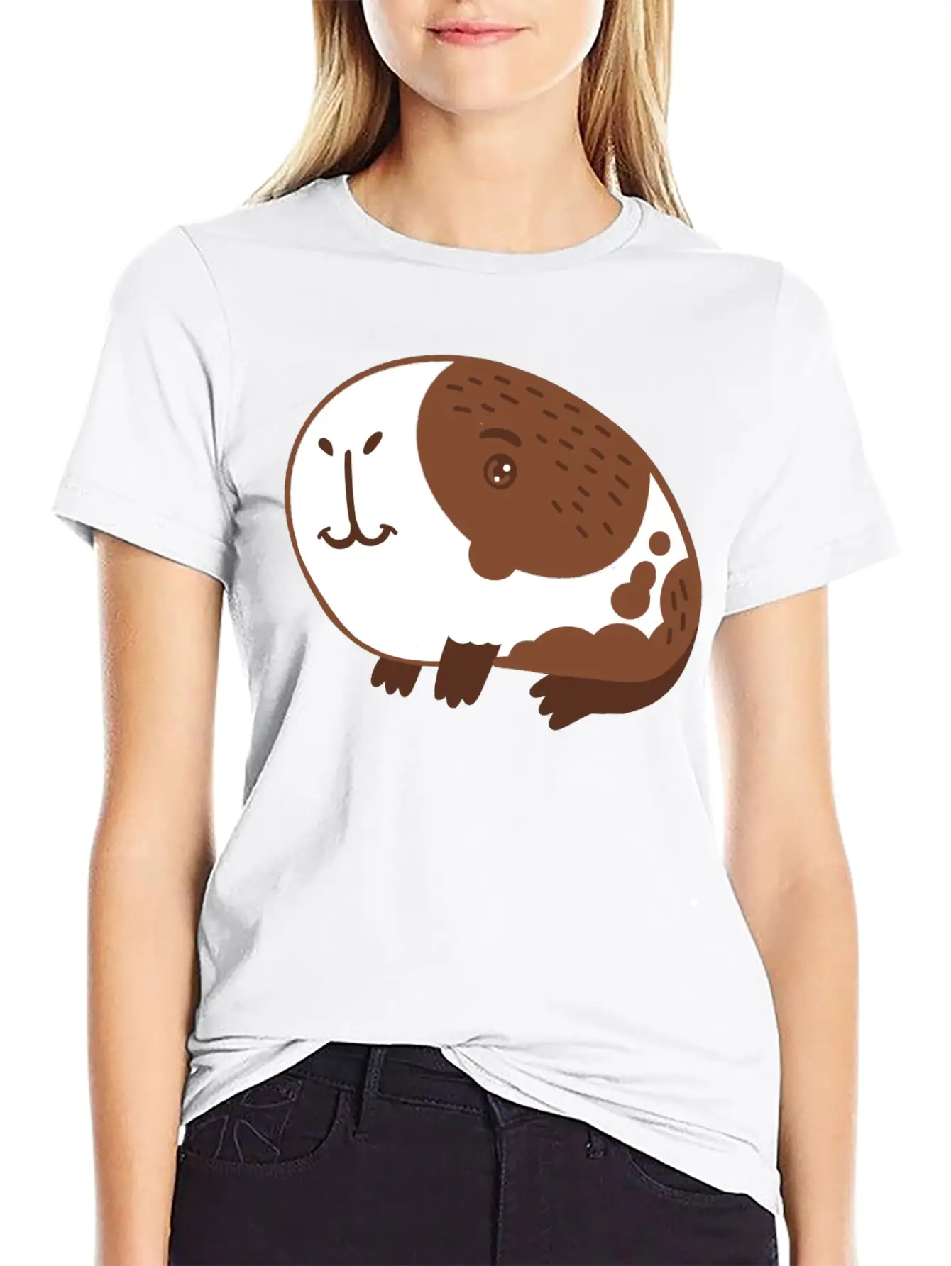 Single Hand Drawn Big Nose Guinea Pig Lightweight Cotton T-Shirt – Daily Comfort Graphic Shirt
