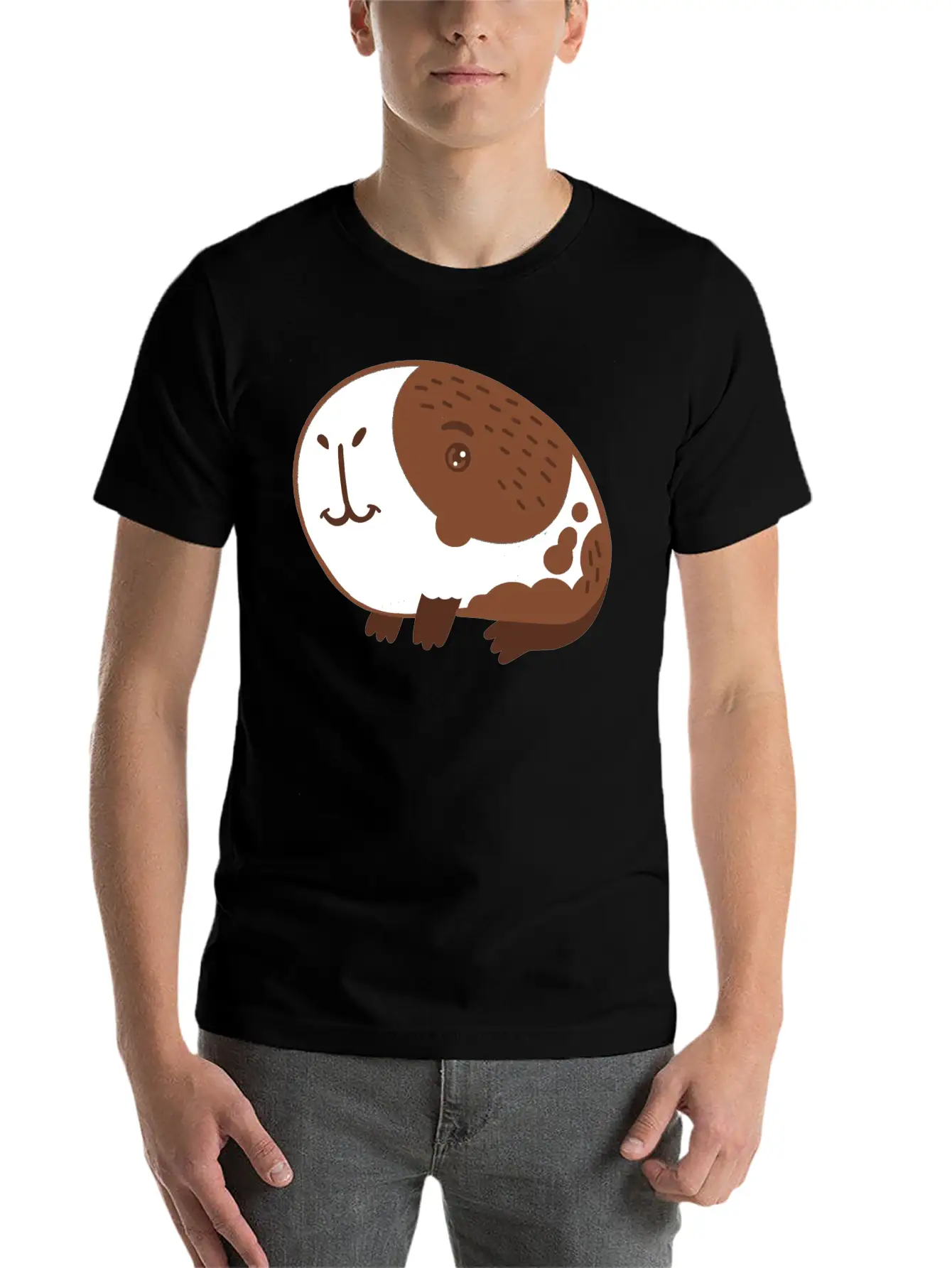 Single Hand Drawn Big Nose Guinea Pig Lightweight Cotton T-Shirt – Daily Comfort Graphic Shirt