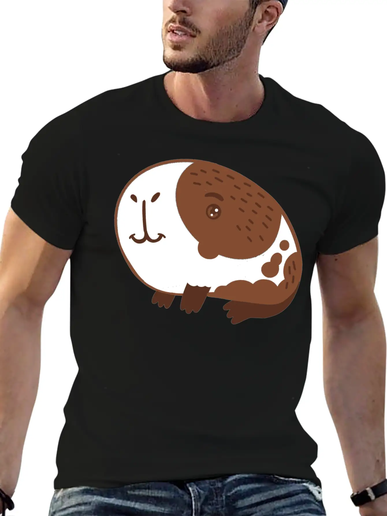 Single Hand Drawn Big Nose Guinea Pig Lightweight Cotton T-Shirt – Daily Comfort Graphic Shirt
