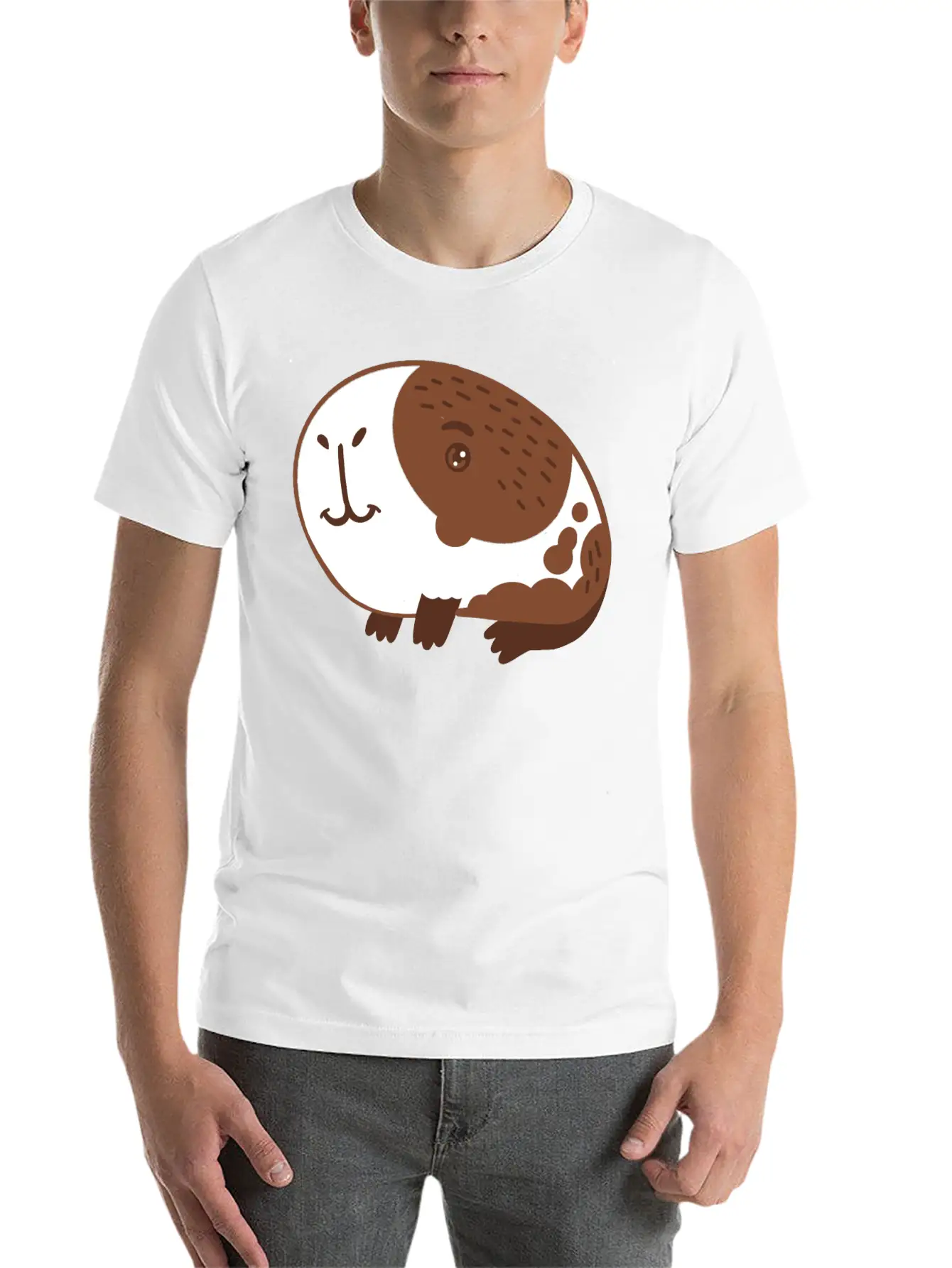 Single Hand Drawn Big Nose Guinea Pig Lightweight Cotton T-Shirt – Daily Comfort Graphic Shirt
