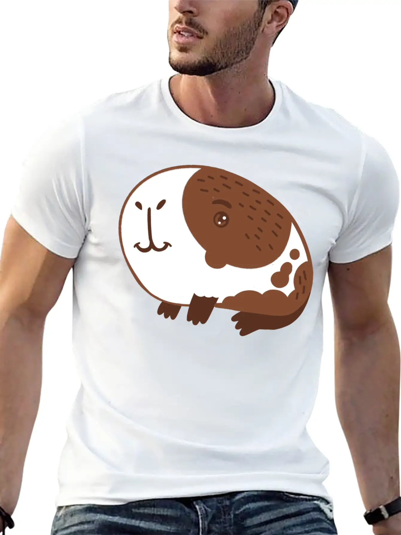 Single Hand Drawn Big Nose Guinea Pig Lightweight Cotton T-Shirt – Daily Comfort Graphic Shirt