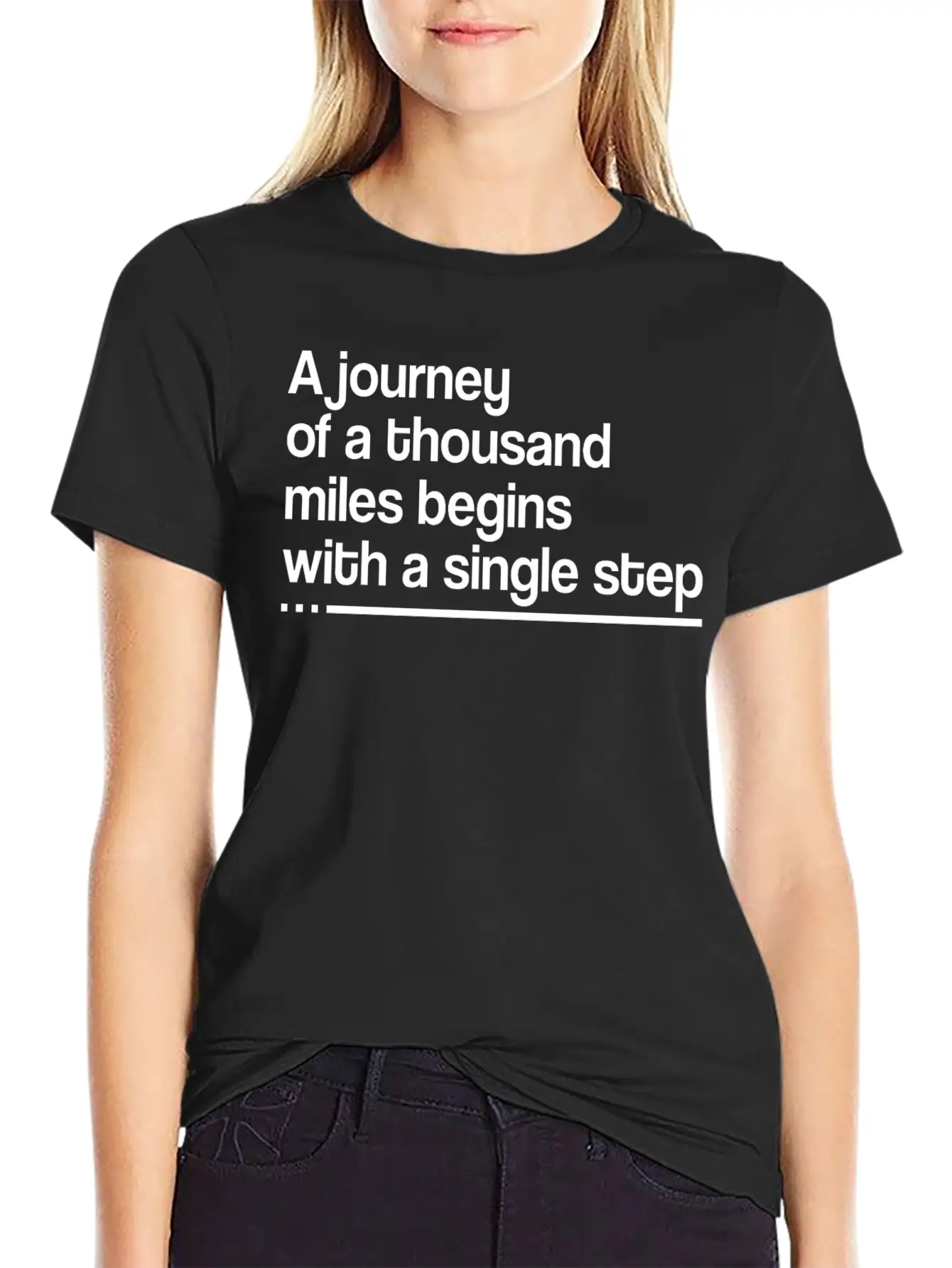 Single Step Of Thousand Miles Unisex Casual T-Shirt – Clean Design For Daily Comfort