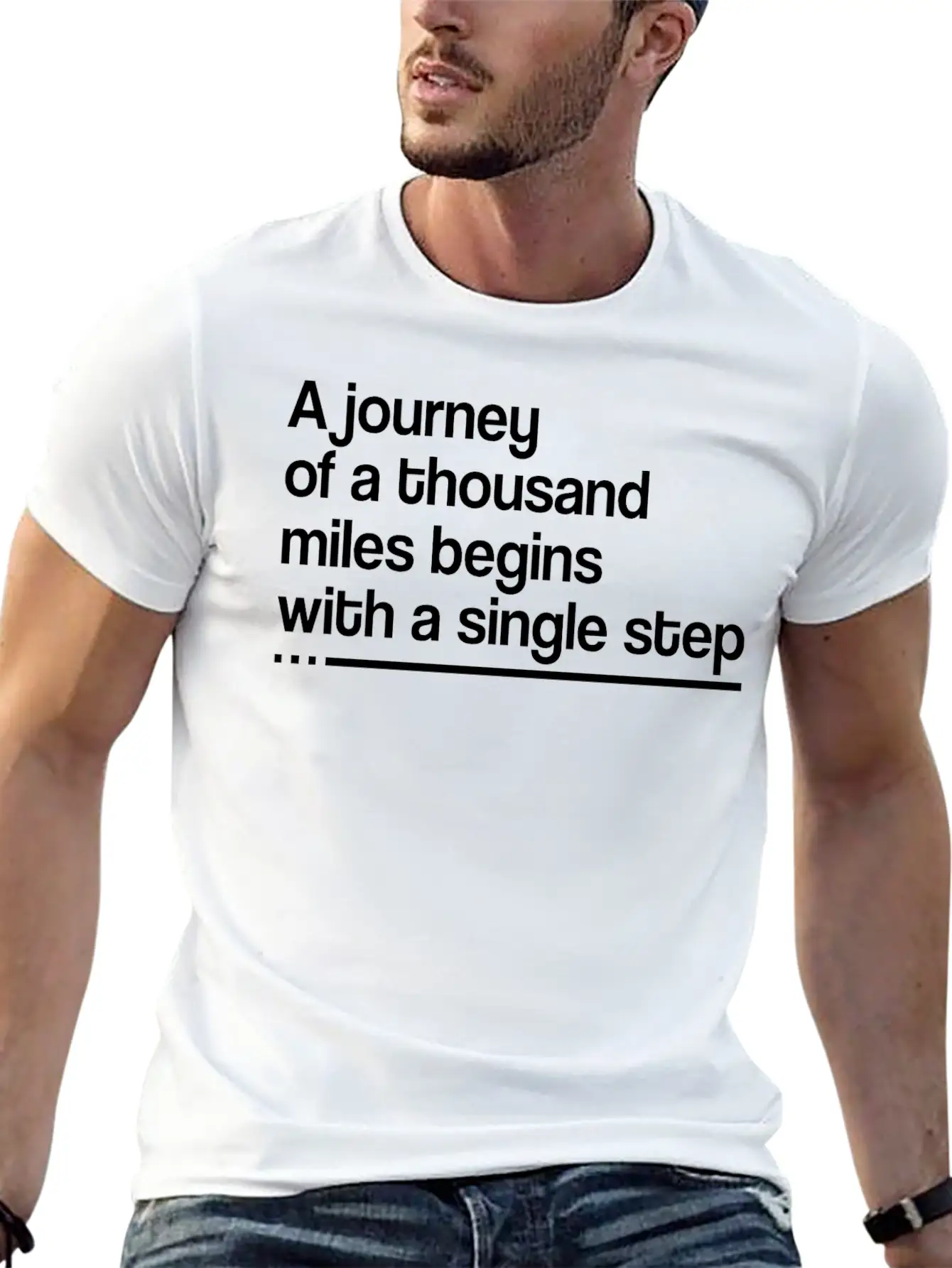 Single Step Of Thousand Miles Unisex Casual T-Shirt – Clean Design For Daily Comfort