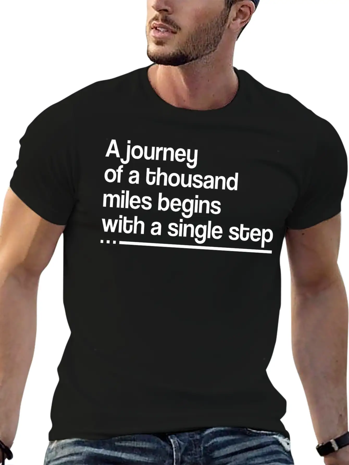 Single Step Of Thousand Miles Unisex Casual T-Shirt – Clean Design For Daily Comfort