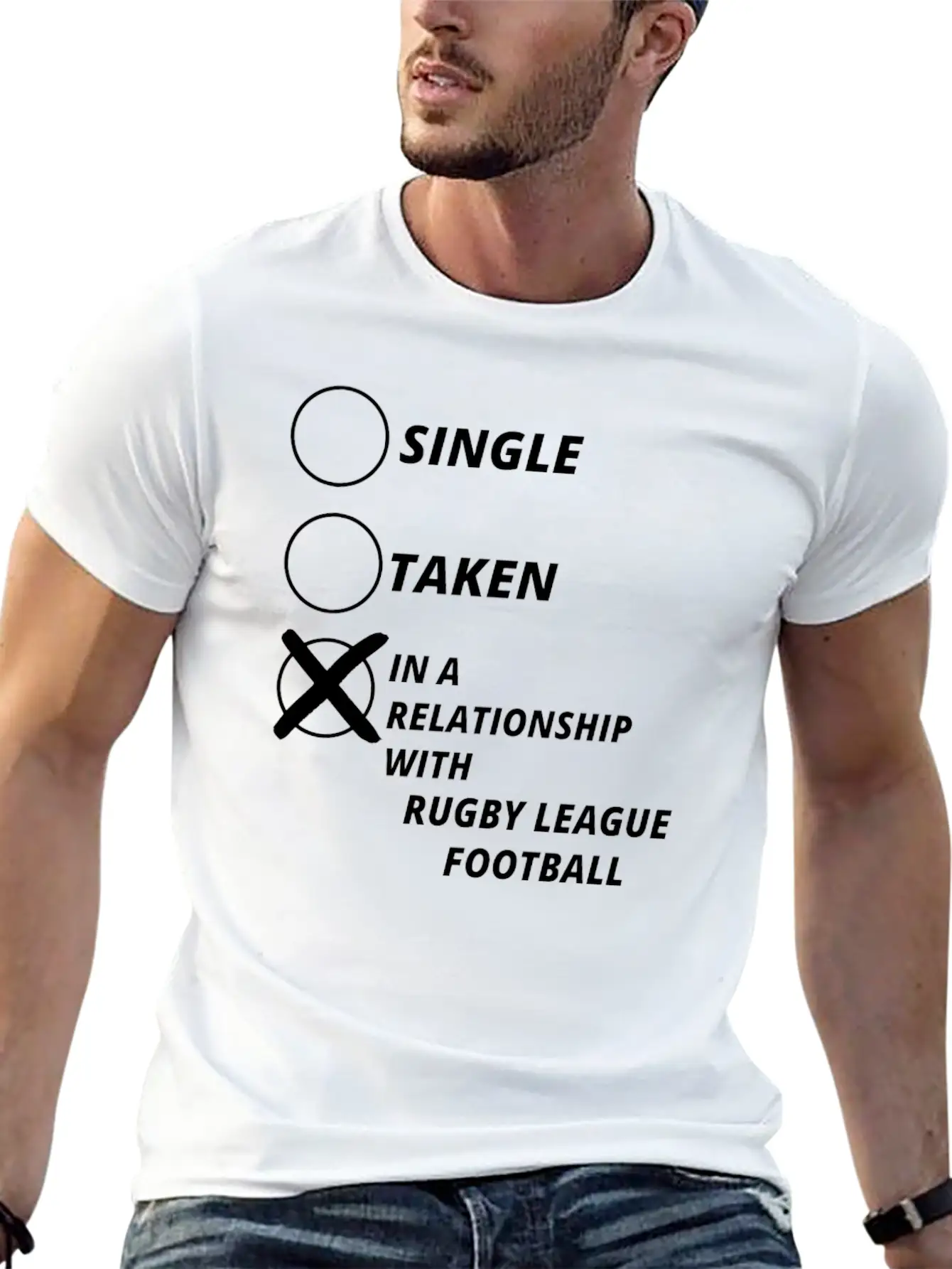 Single Taken Relationship RUGBY LEAGUE FOOTBALL Modern Fit Casual T-Shirt ��� Clean And Versatile Design