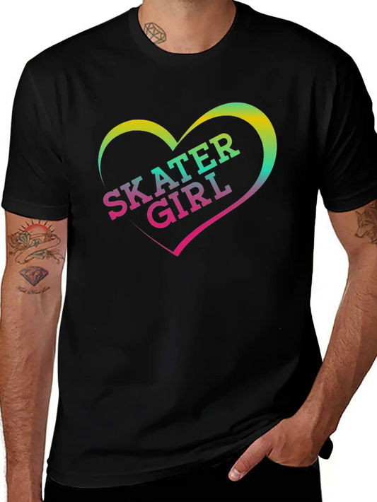 Skateboard Heart Watercolor Skater Essential Cotton Tee For Daily Outfits – Unisex Style