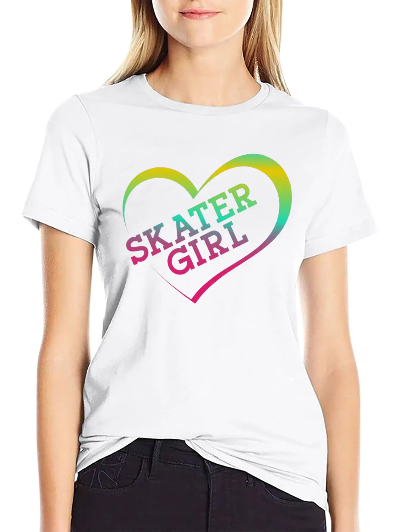 Skateboard Heart Watercolor Skater Essential Cotton Tee For Daily Outfits – Unisex Style