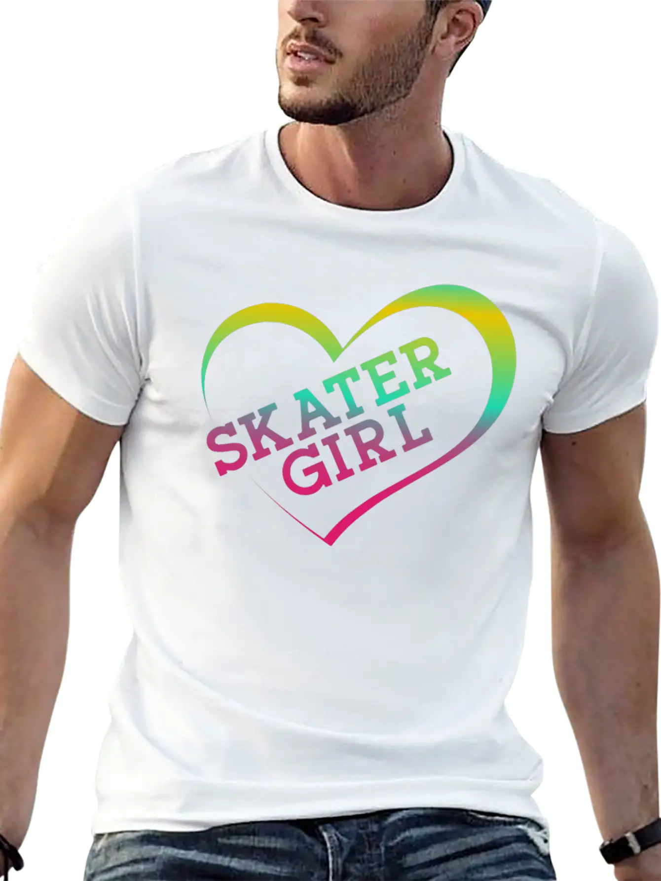 Skateboard Heart Watercolor Skater Essential Cotton Tee For Daily Outfits – Unisex Style