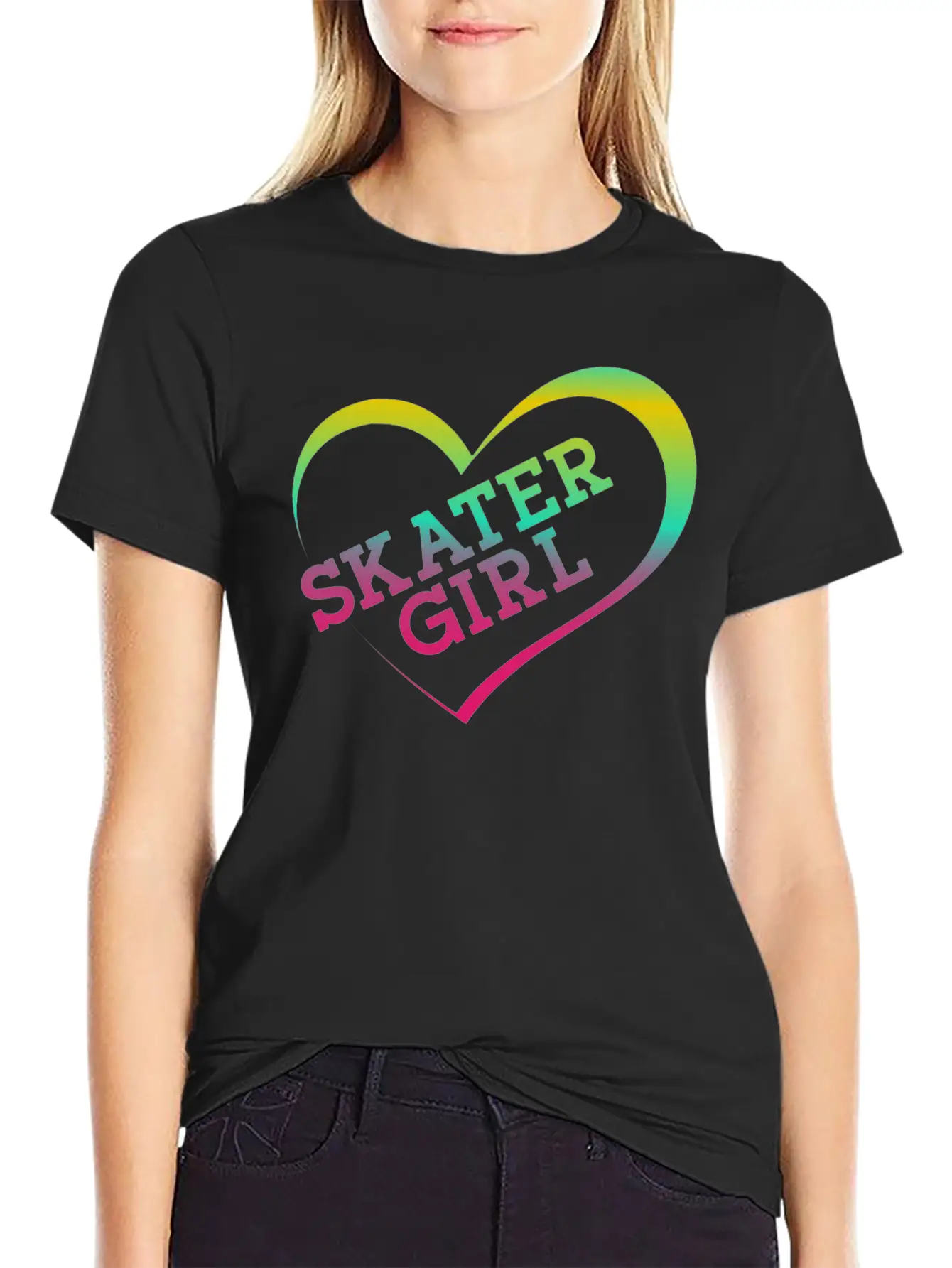 Skateboard Heart Watercolor Skater Essential Cotton Tee For Daily Outfits – Unisex Style
