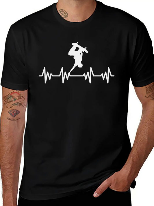 Skateboard Wheels Skater Skating Heartbeat Unisex Casual T-Shirt – Clean Design For Daily Comfort