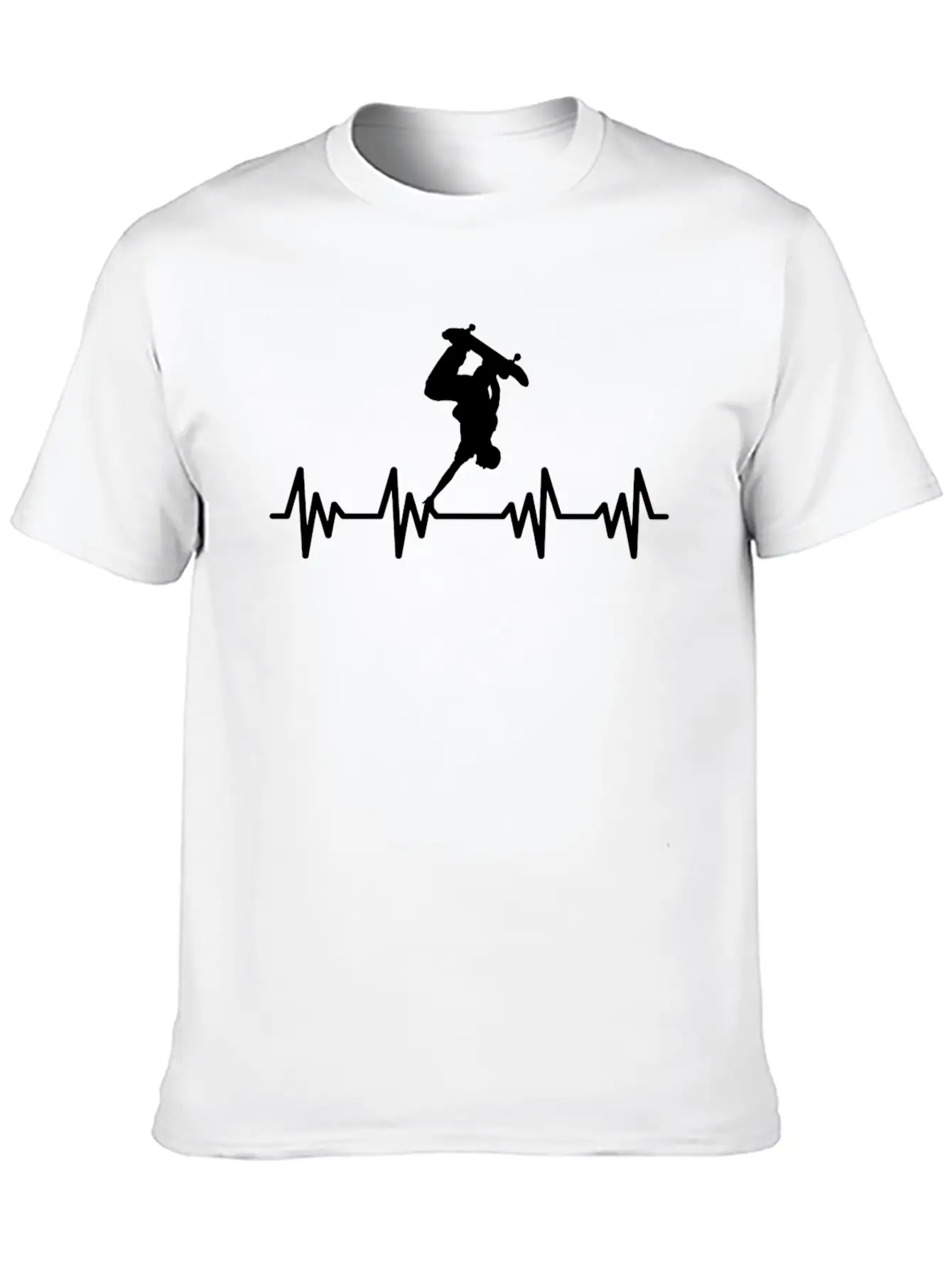 Skateboard Wheels Skater Skating Heartbeat Unisex Casual T-Shirt – Clean Design For Daily Comfort