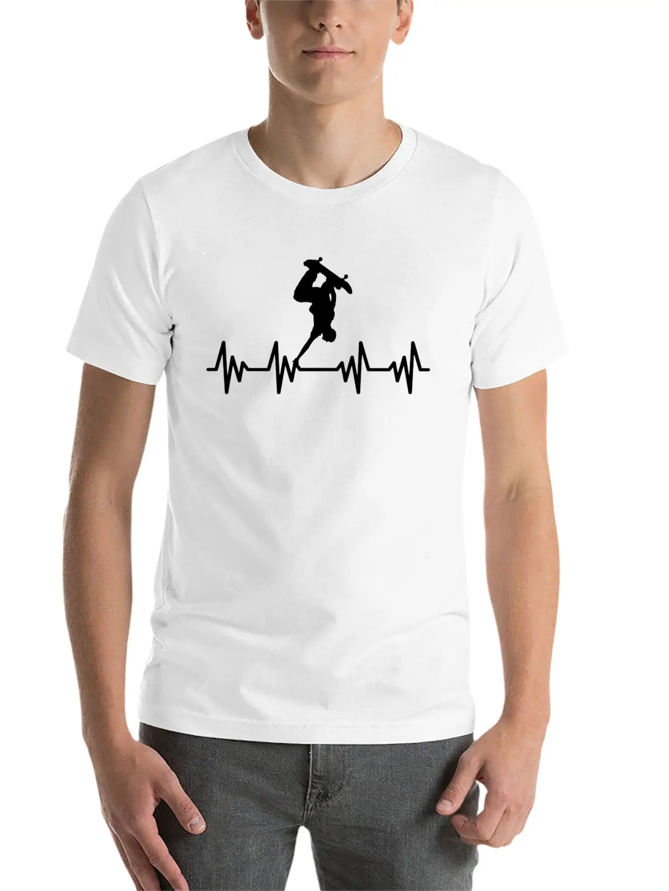 Skateboard Wheels Skater Skating Heartbeat Unisex Casual T-Shirt – Clean Design For Daily Comfort
