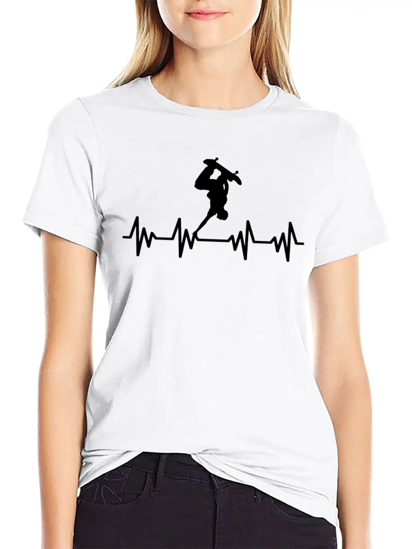 Skateboard Wheels Skater Skating Heartbeat Unisex Casual T-Shirt – Clean Design For Daily Comfort