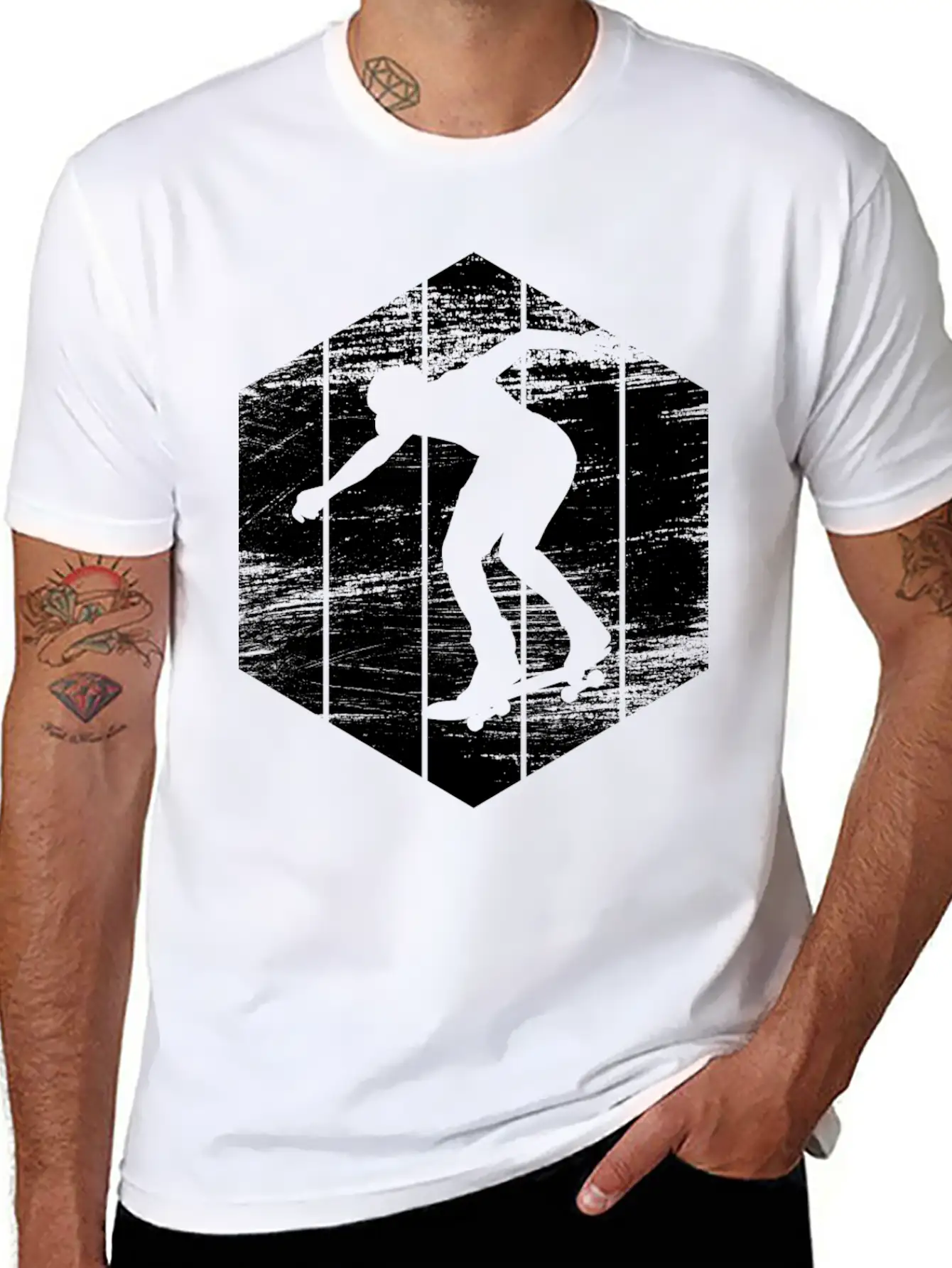Skater Drawing Modern Fit Casual T-Shirt – Clean And Versatile Design