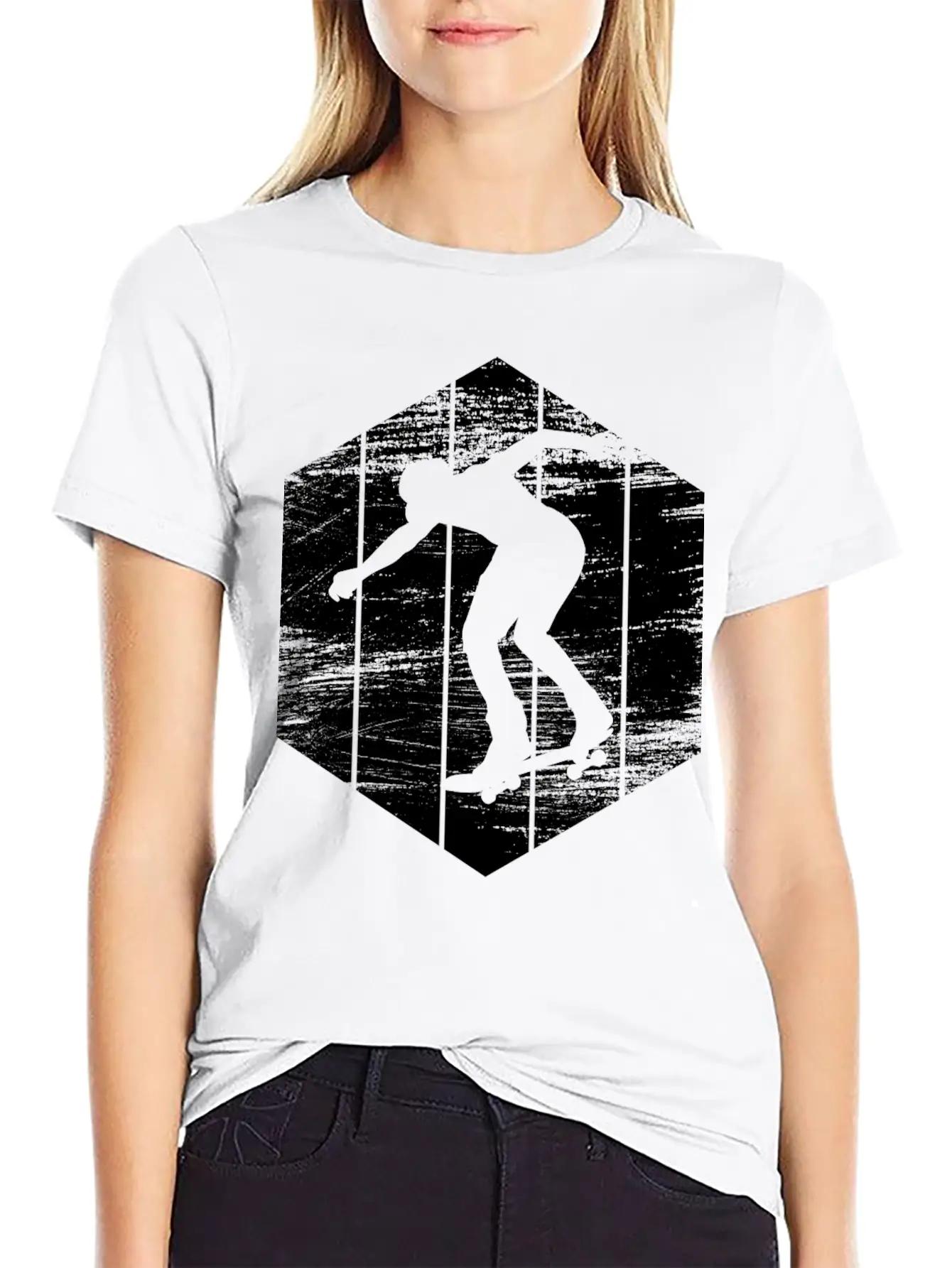 Skater Drawing Modern Fit Casual T-Shirt – Clean And Versatile Design
