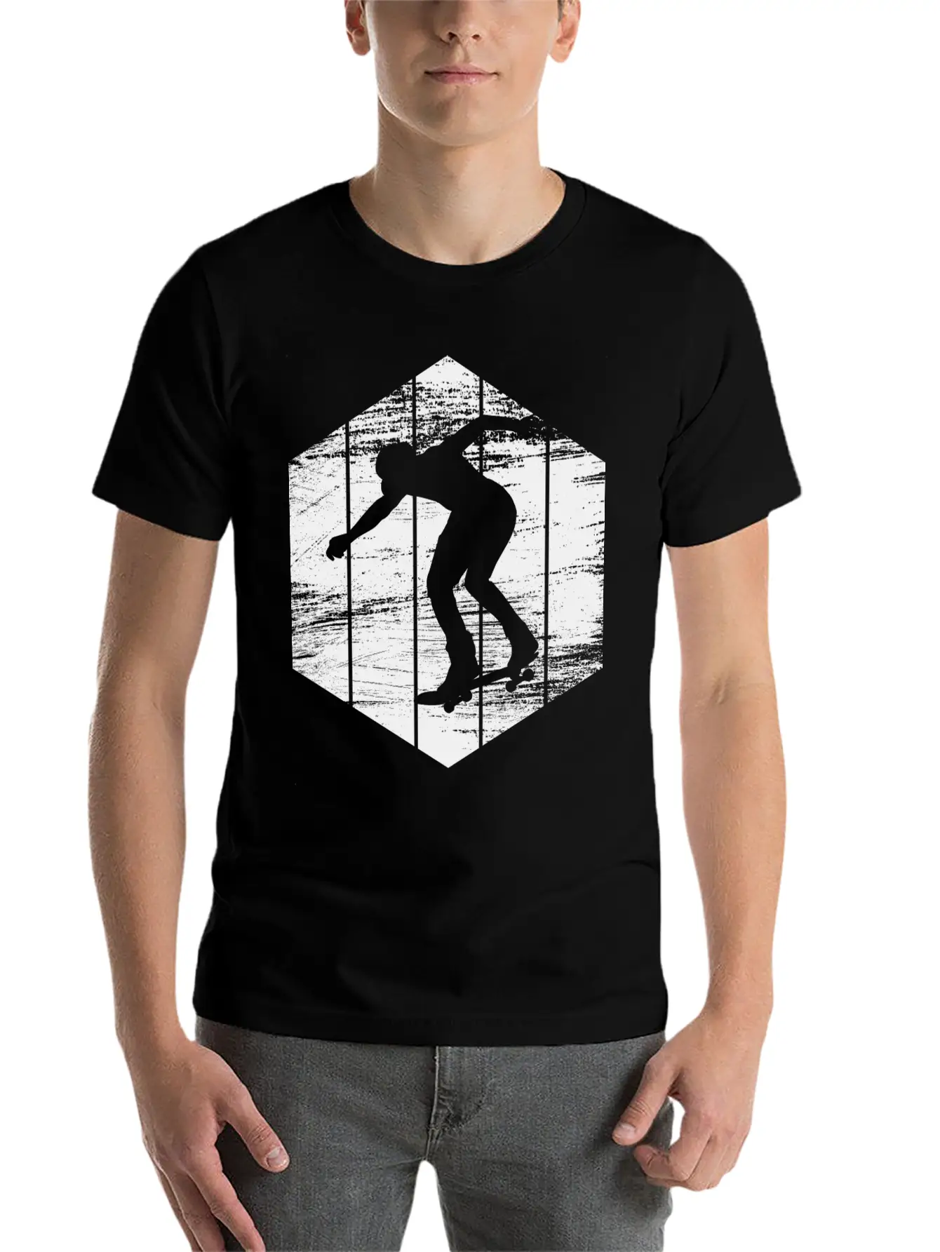 Skater Drawing Modern Fit Casual T-Shirt – Clean And Versatile Design