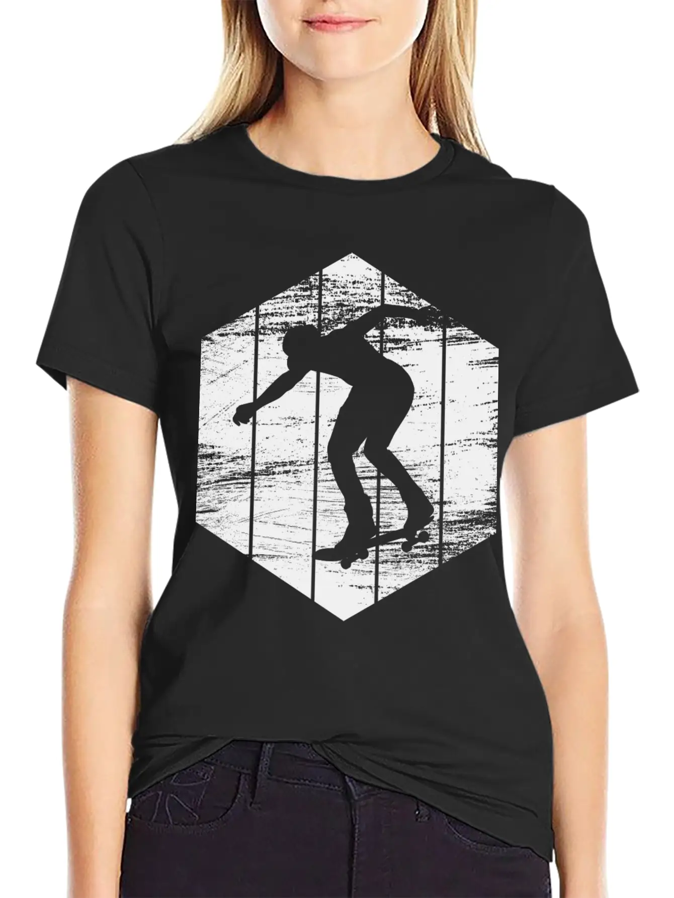 Skater Drawing Modern Fit Casual T-Shirt – Clean And Versatile Design