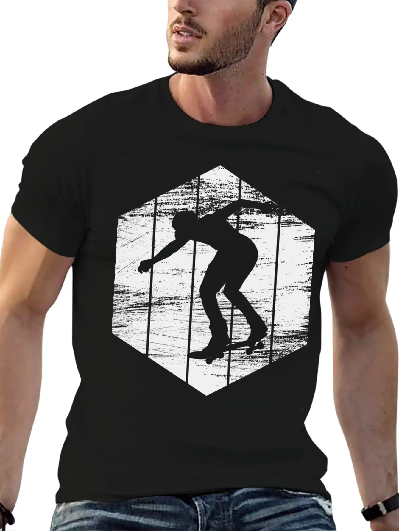 Skater Drawing Modern Fit Casual T-Shirt – Clean And Versatile Design