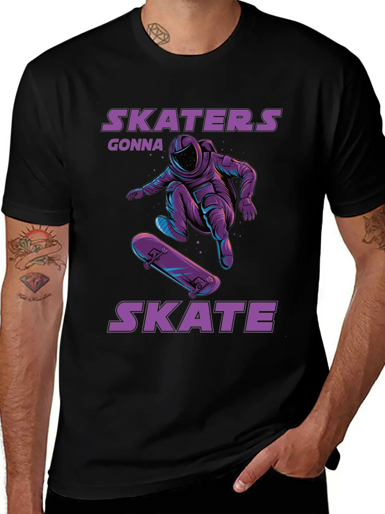 Skaters Gonna Skate Astronaut Basic Graphic T-Shirt – Daily Comfort In Soft Cotton