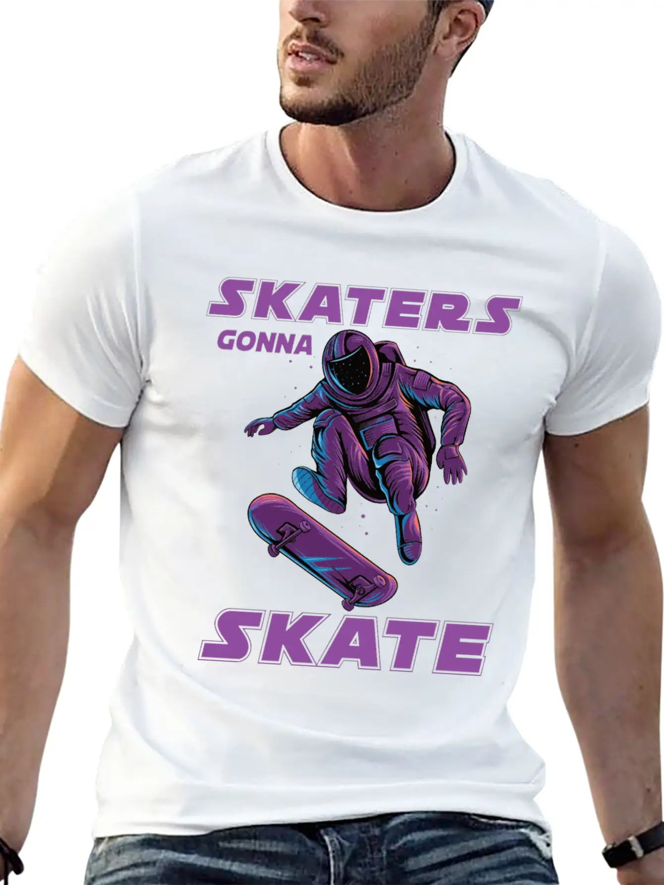 Skaters Gonna Skate Astronaut Basic Graphic T-Shirt – Daily Comfort In Soft Cotton