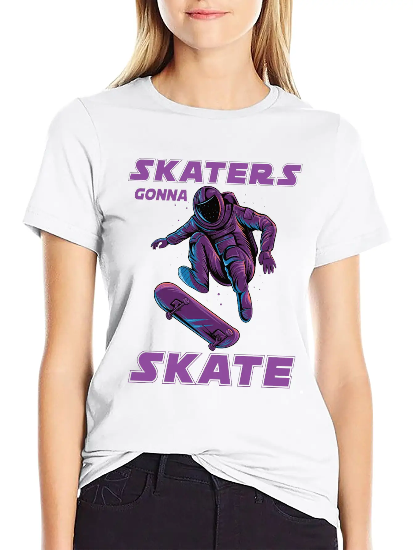 Skaters Gonna Skate Astronaut Basic Graphic T-Shirt – Daily Comfort In Soft Cotton