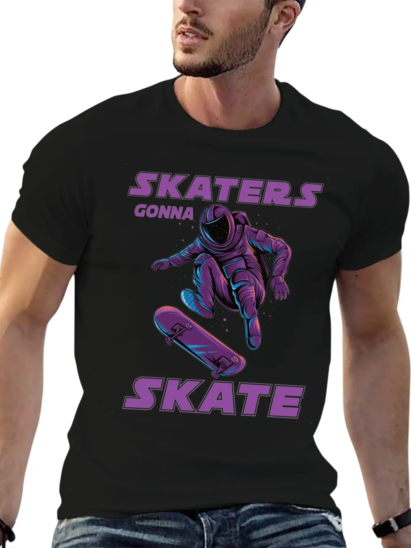 Skaters Gonna Skate Astronaut Basic Graphic T-Shirt – Daily Comfort In Soft Cotton