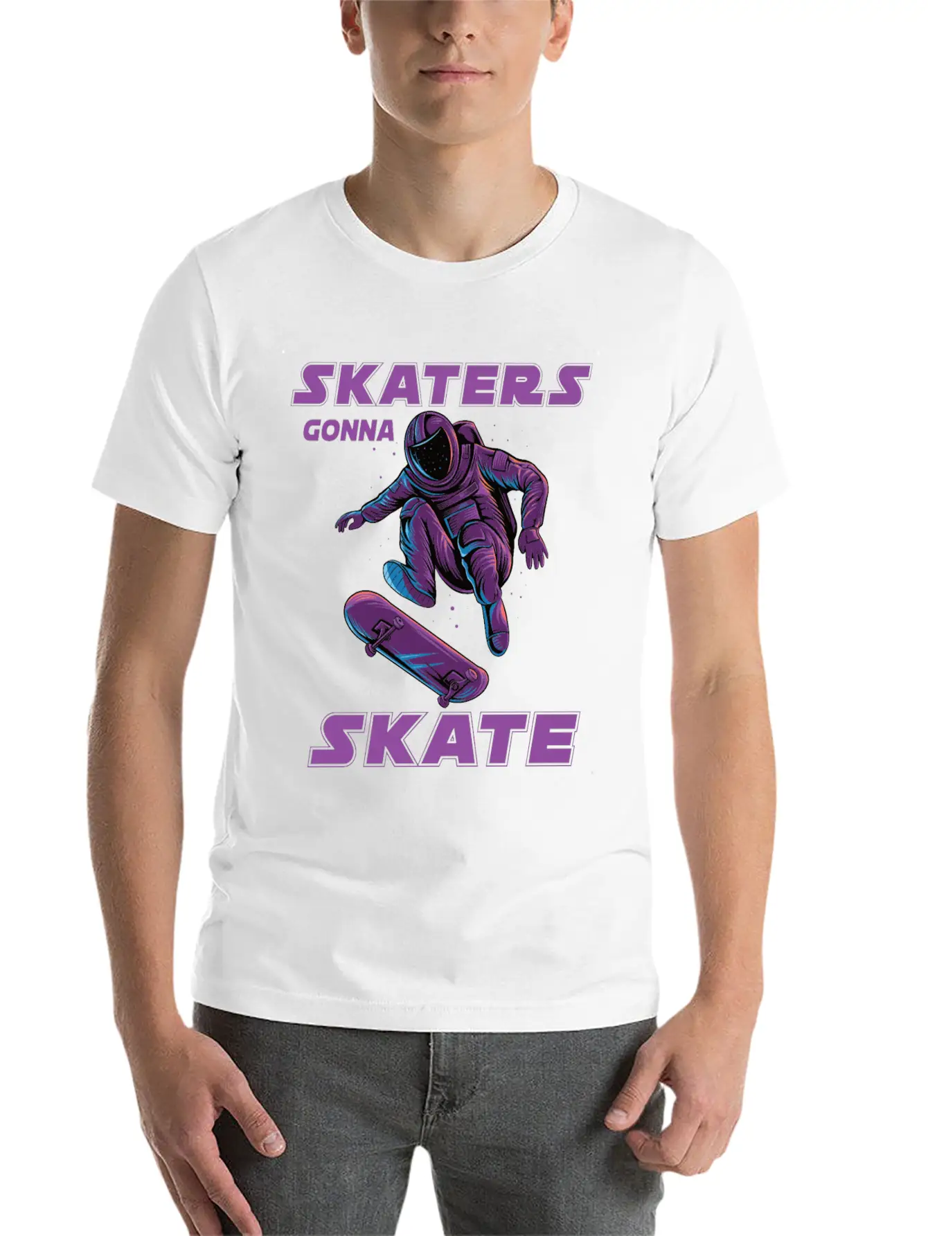 Skaters Gonna Skate Astronaut Basic Graphic T-Shirt – Daily Comfort In Soft Cotton