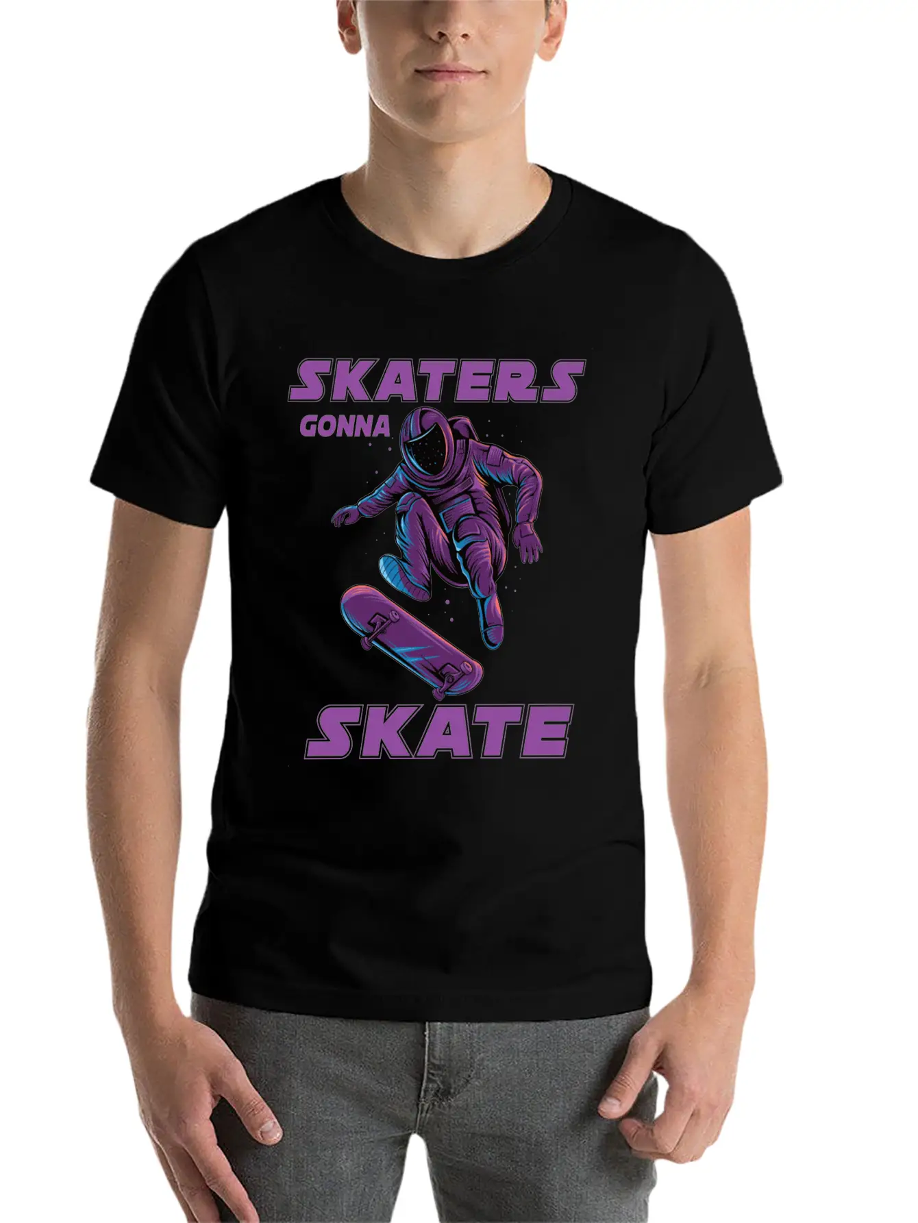 Skaters Gonna Skate Astronaut Basic Graphic T-Shirt – Daily Comfort In Soft Cotton