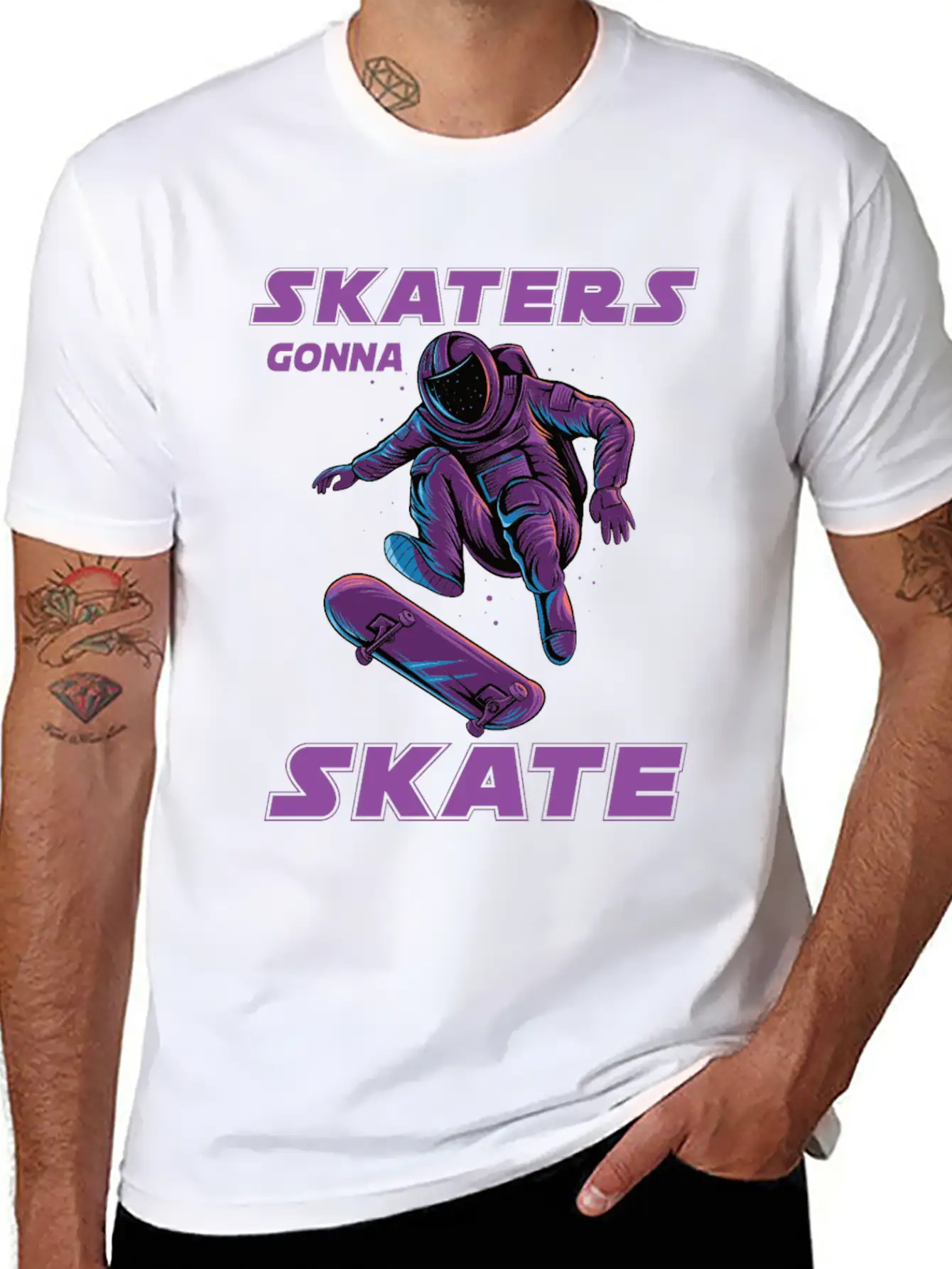 Skaters Gonna Skate Astronaut Basic Graphic T-Shirt – Daily Comfort In Soft Cotton