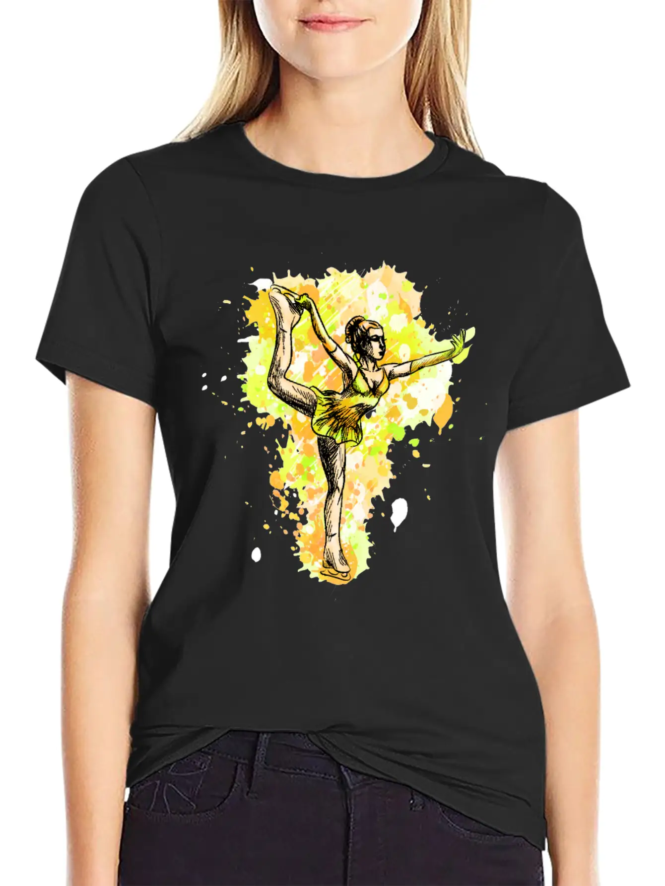 Skating Girl Abstract Winter Sport Winter Olympics Comfortable Minimalist Graphic Tee – Summer Style Essential