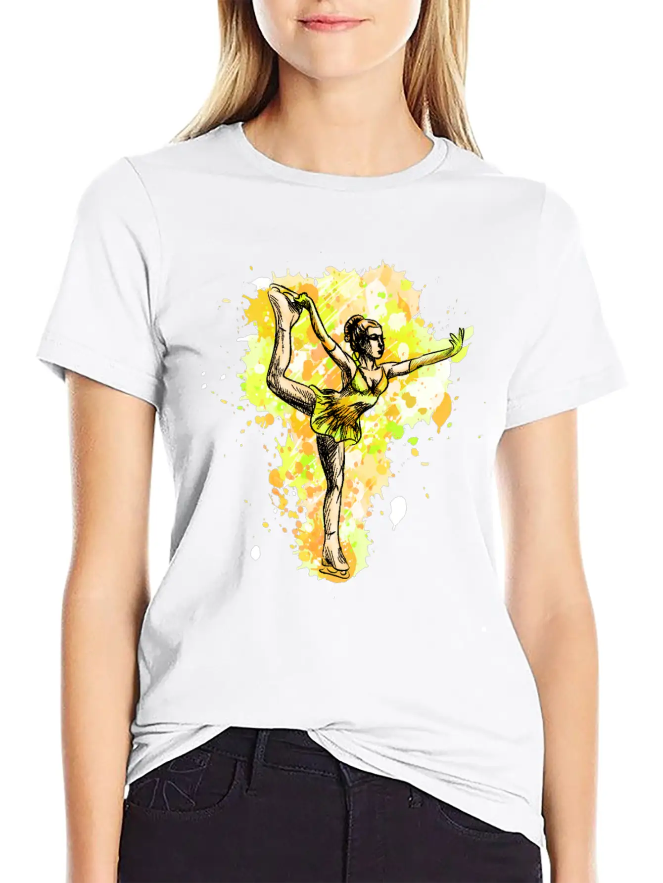 Skating Girl Abstract Winter Sport Winter Olympics Comfortable Minimalist Graphic Tee – Summer Style Essential