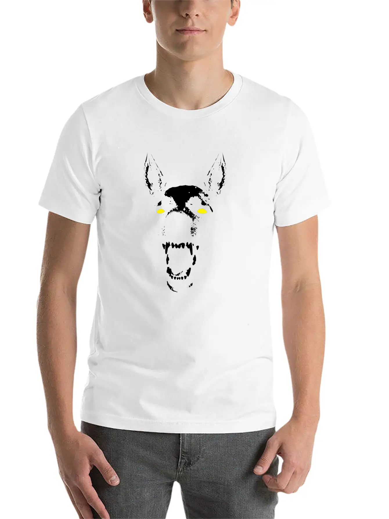 Skeleton Dog Head Soft Cotton Short Sleeve Tee – Unisex Wardrobe Staple