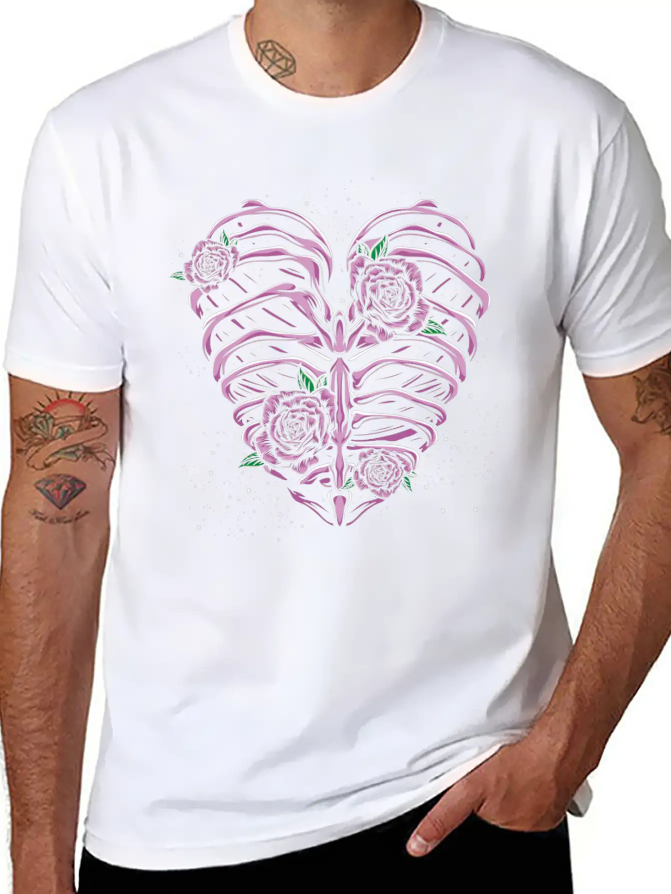 Skeleton Heart Pastel Goth Stylish Everyday T-Shirt – Unisex Basic Cotton Tee