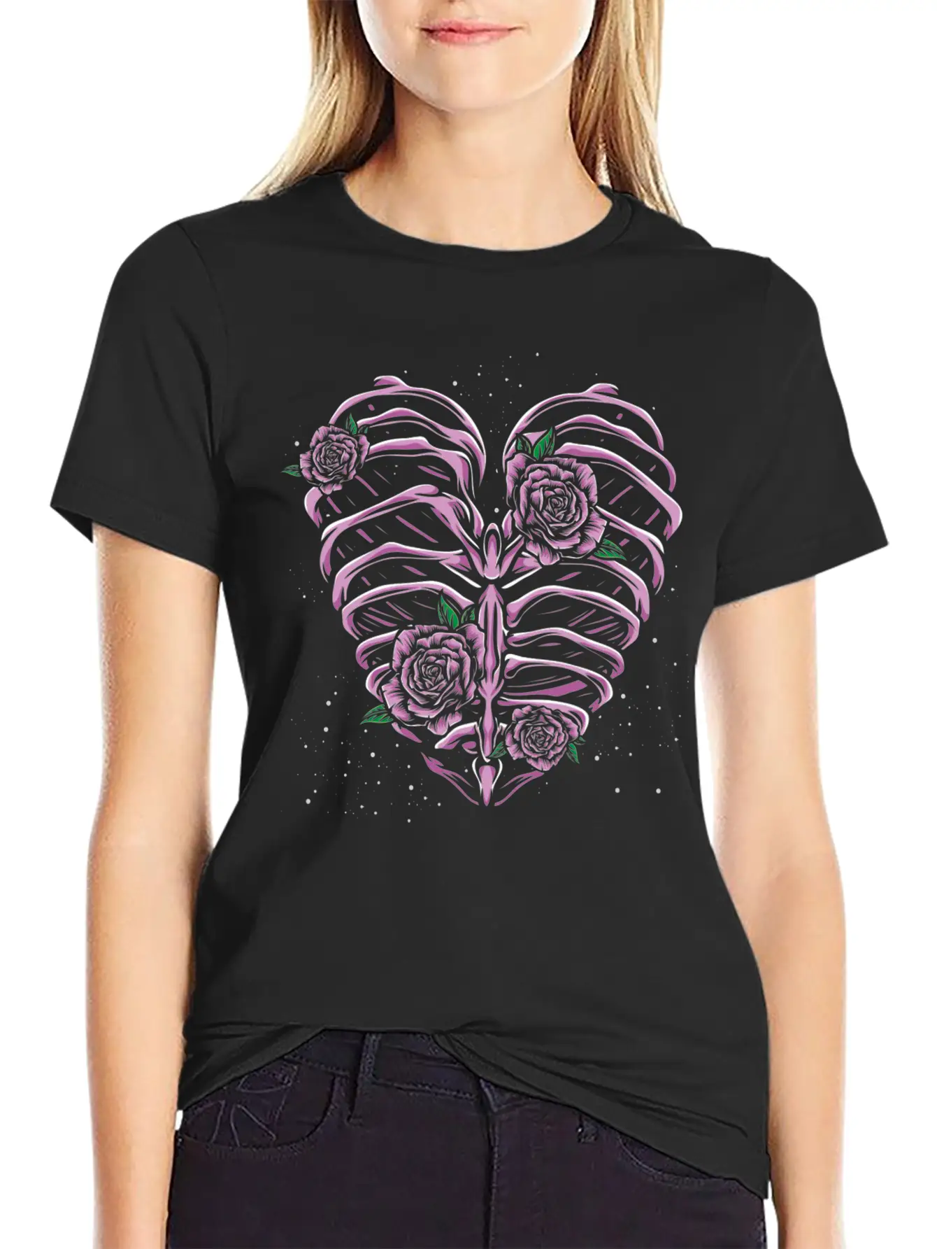 Skeleton Heart Pastel Goth Stylish Everyday T-Shirt – Unisex Basic Cotton Tee