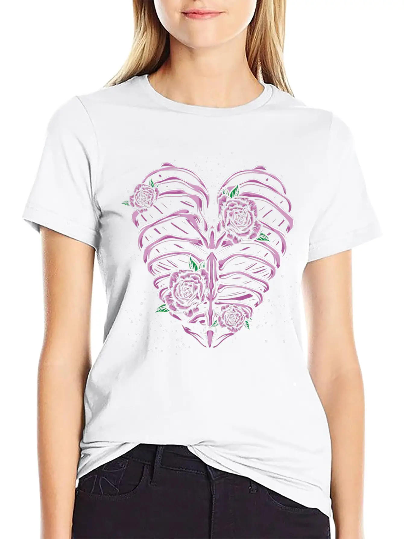Skeleton Heart Pastel Goth Stylish Everyday T-Shirt – Unisex Basic Cotton Tee