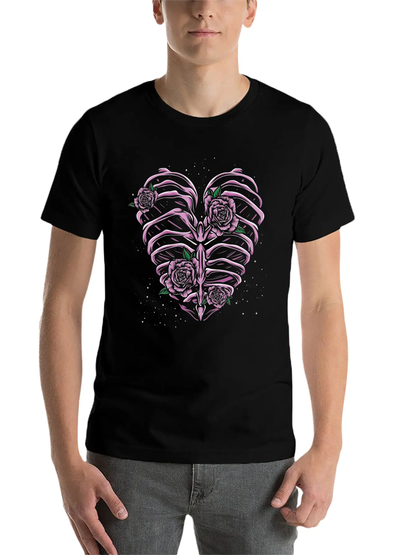 Skeleton Heart Pastel Goth Stylish Everyday T-Shirt – Unisex Basic Cotton Tee