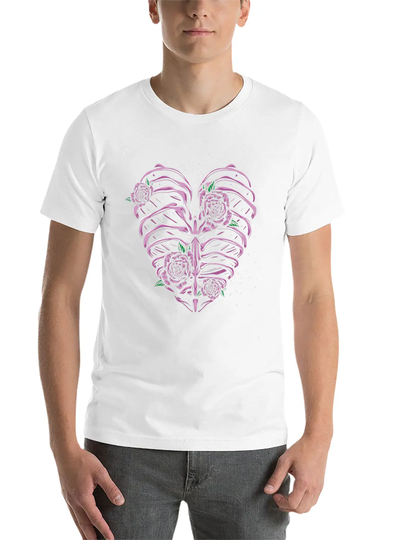Skeleton Heart Pastel Goth Stylish Everyday T-Shirt – Unisex Basic Cotton Tee