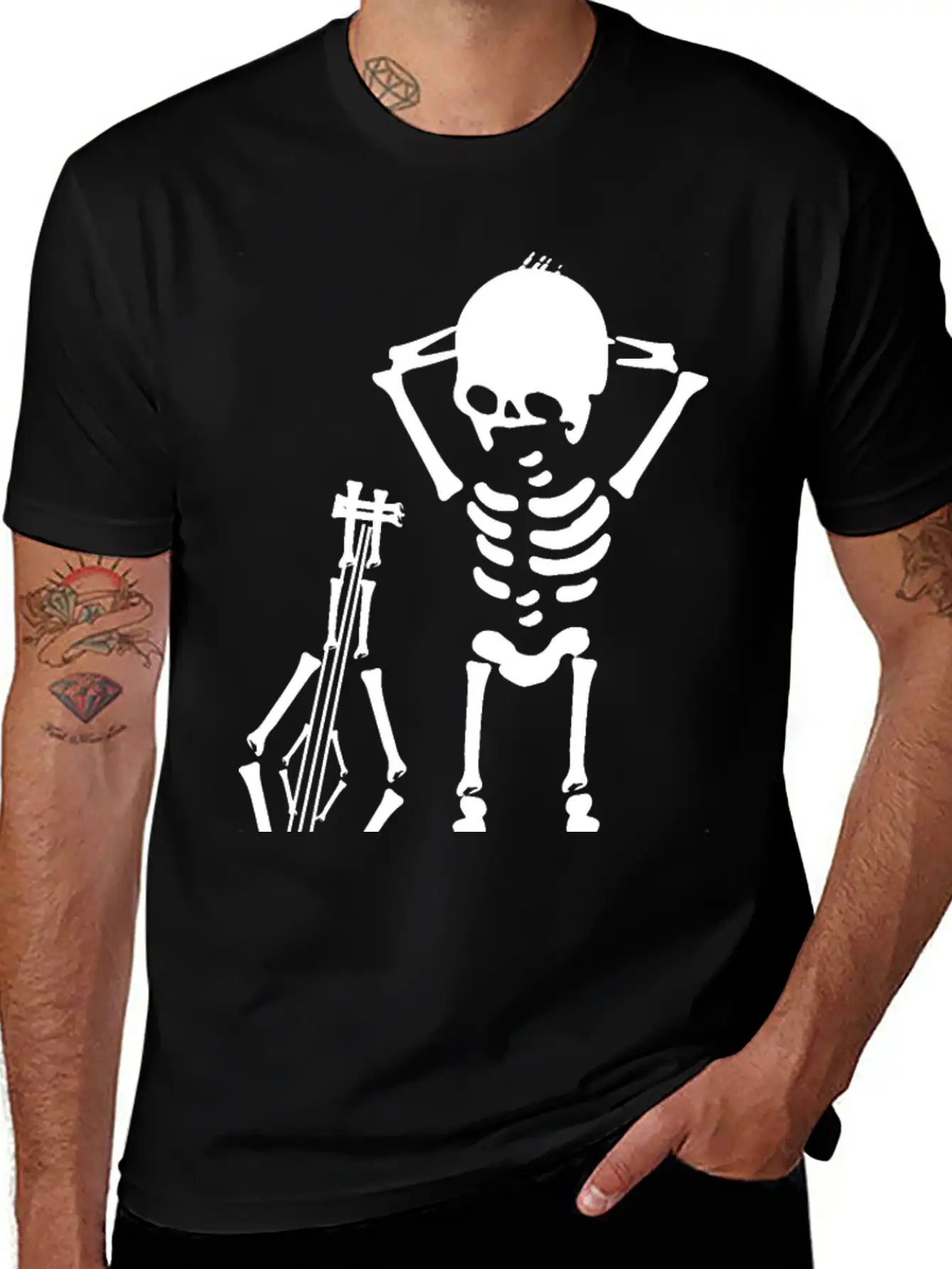 Skeleton Music Unisex Casual T-Shirt – Clean Design For Daily Comfort