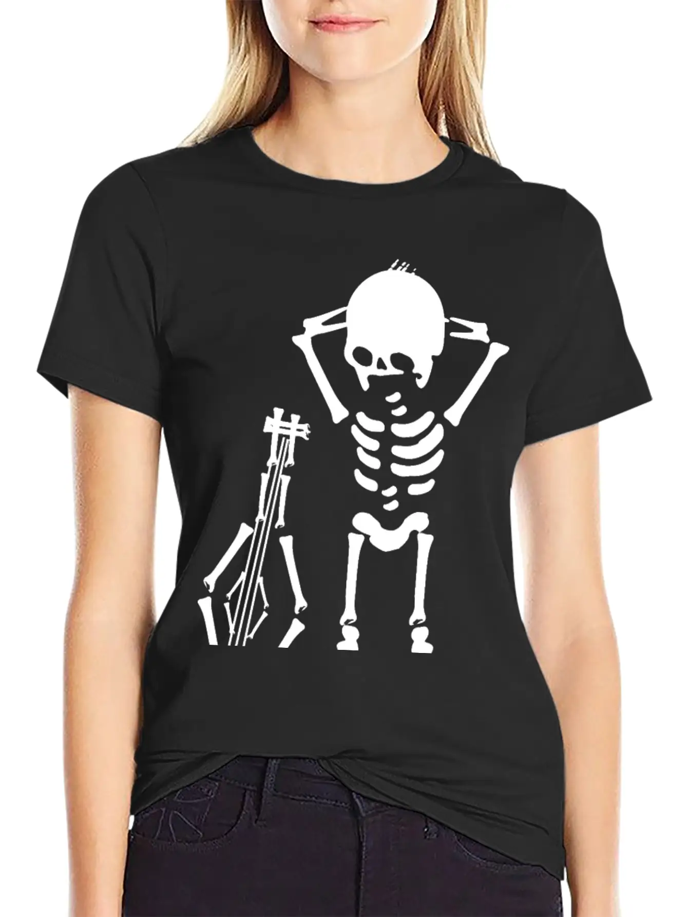 Skeleton Music Unisex Casual T-Shirt – Clean Design For Daily Comfort