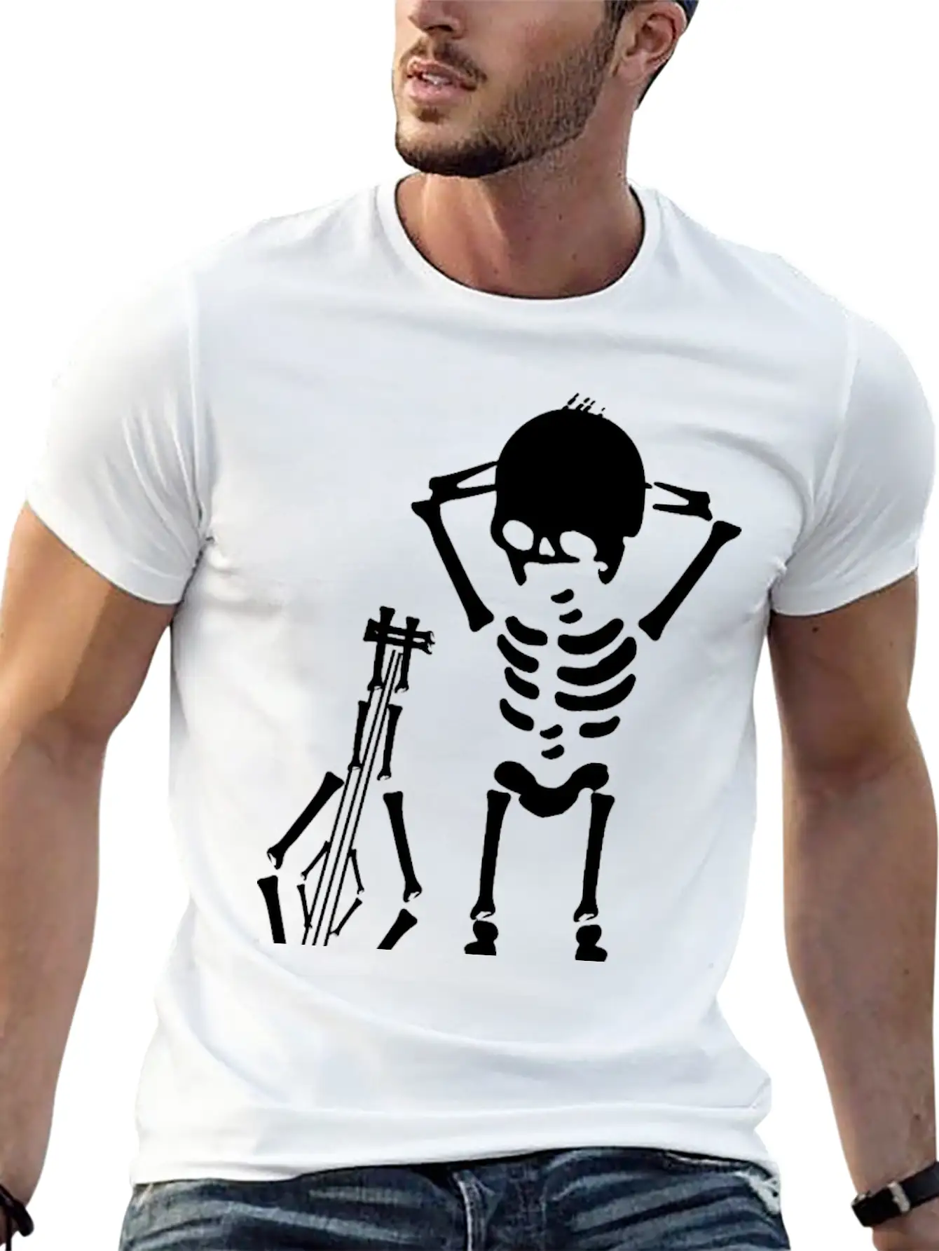 Skeleton Music Unisex Casual T-Shirt – Clean Design For Daily Comfort