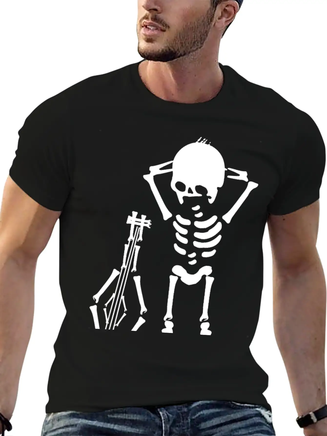 Skeleton Music Unisex Casual T-Shirt – Clean Design For Daily Comfort