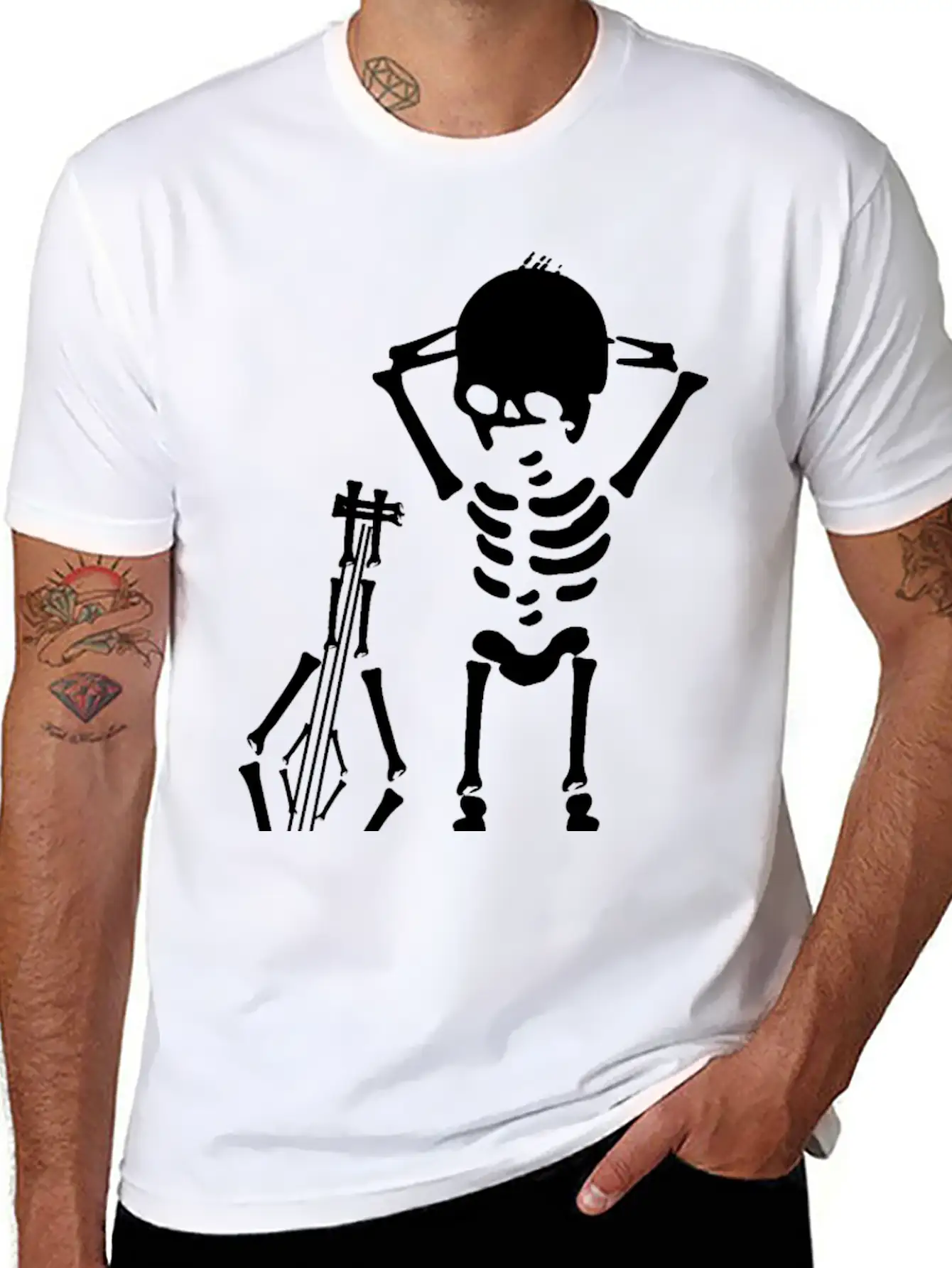 Skeleton Music Unisex Casual T-Shirt – Clean Design For Daily Comfort