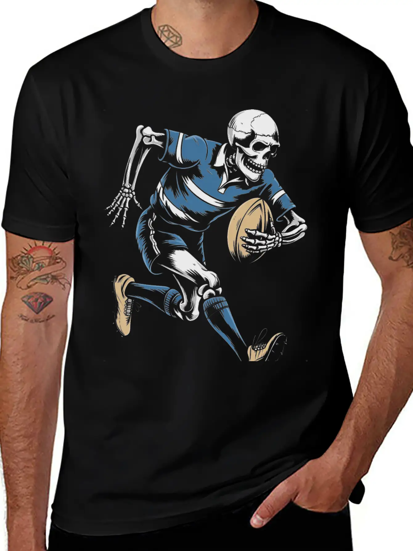 Skeleton Playing American Football Soft Cotton Short Sleeve Tee – Unisex Wardrobe Staple