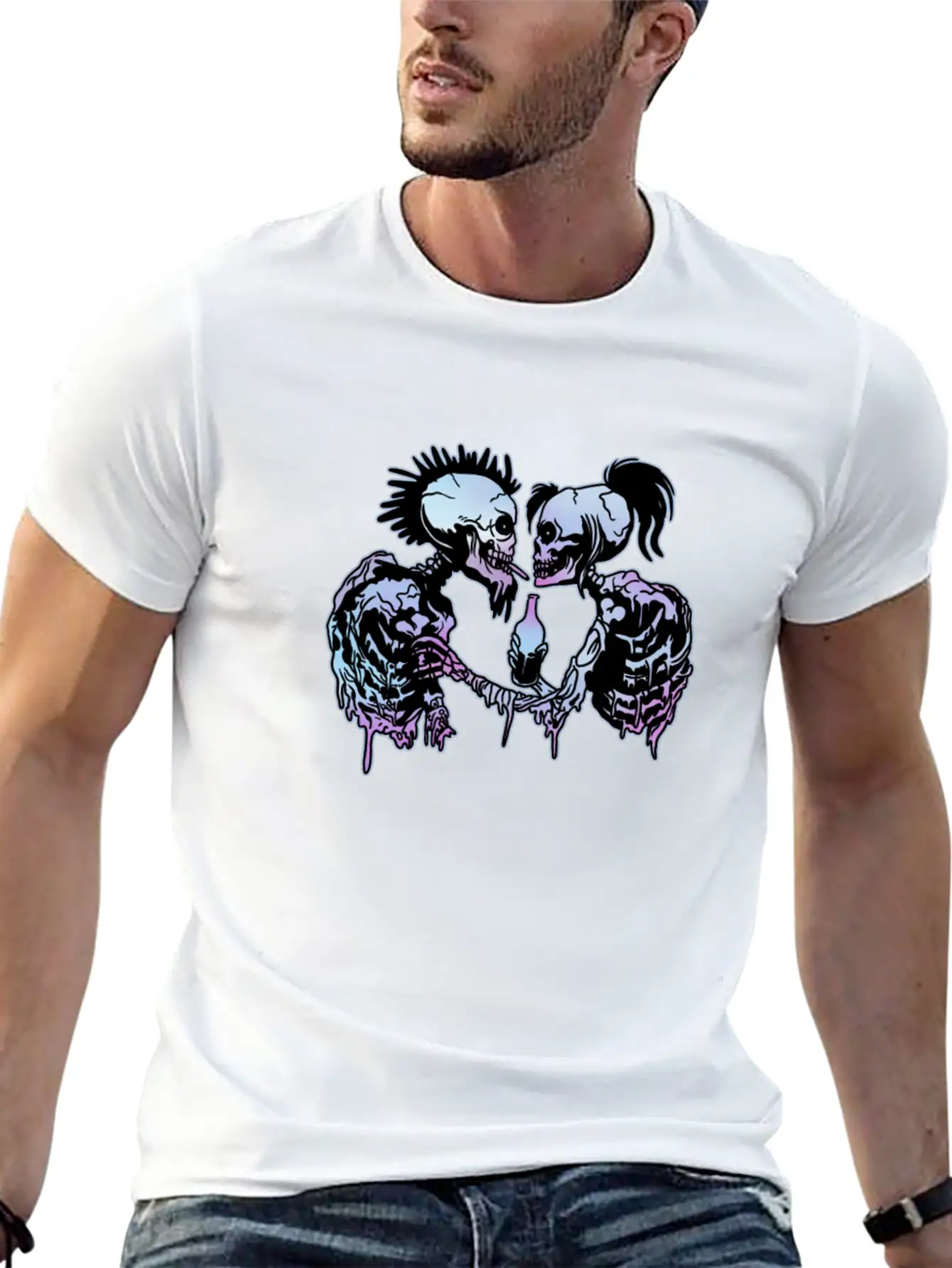 Skeleton Punks For Punk Rock Design For A Punk Classic Fit Graphic Tee For Daily Comfort – Unisex Cotton Shirt