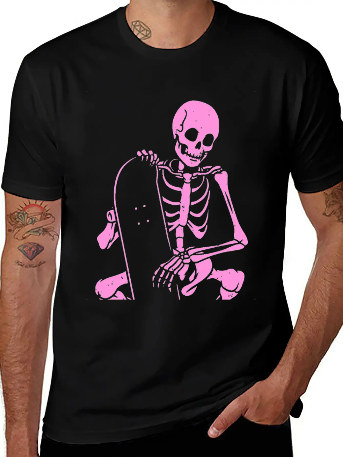 Skeleton Skater Modern Fit Casual T-Shirt – Clean And Versatile Design
