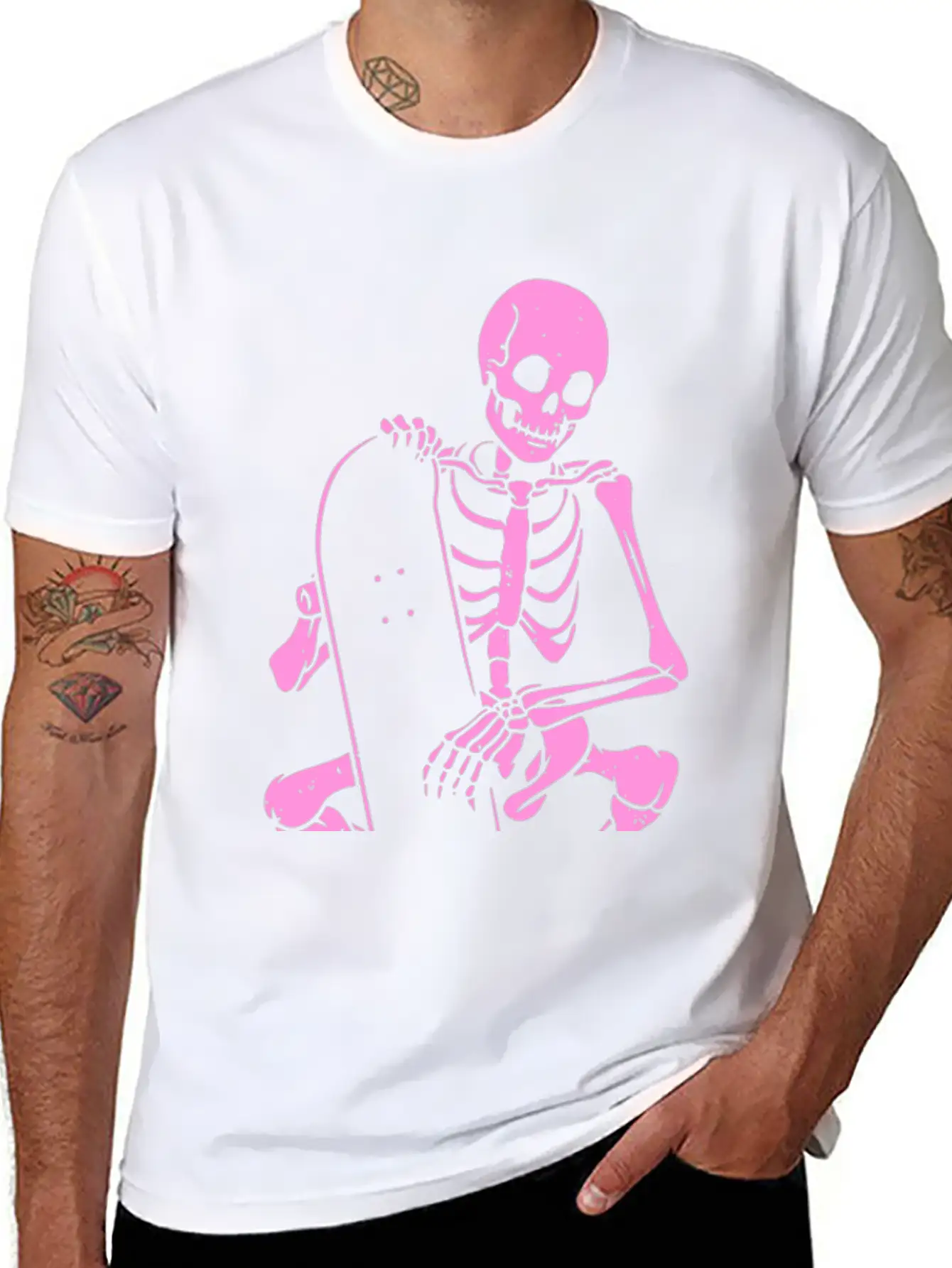 Skeleton Skater Modern Fit Casual T-Shirt – Clean And Versatile Design