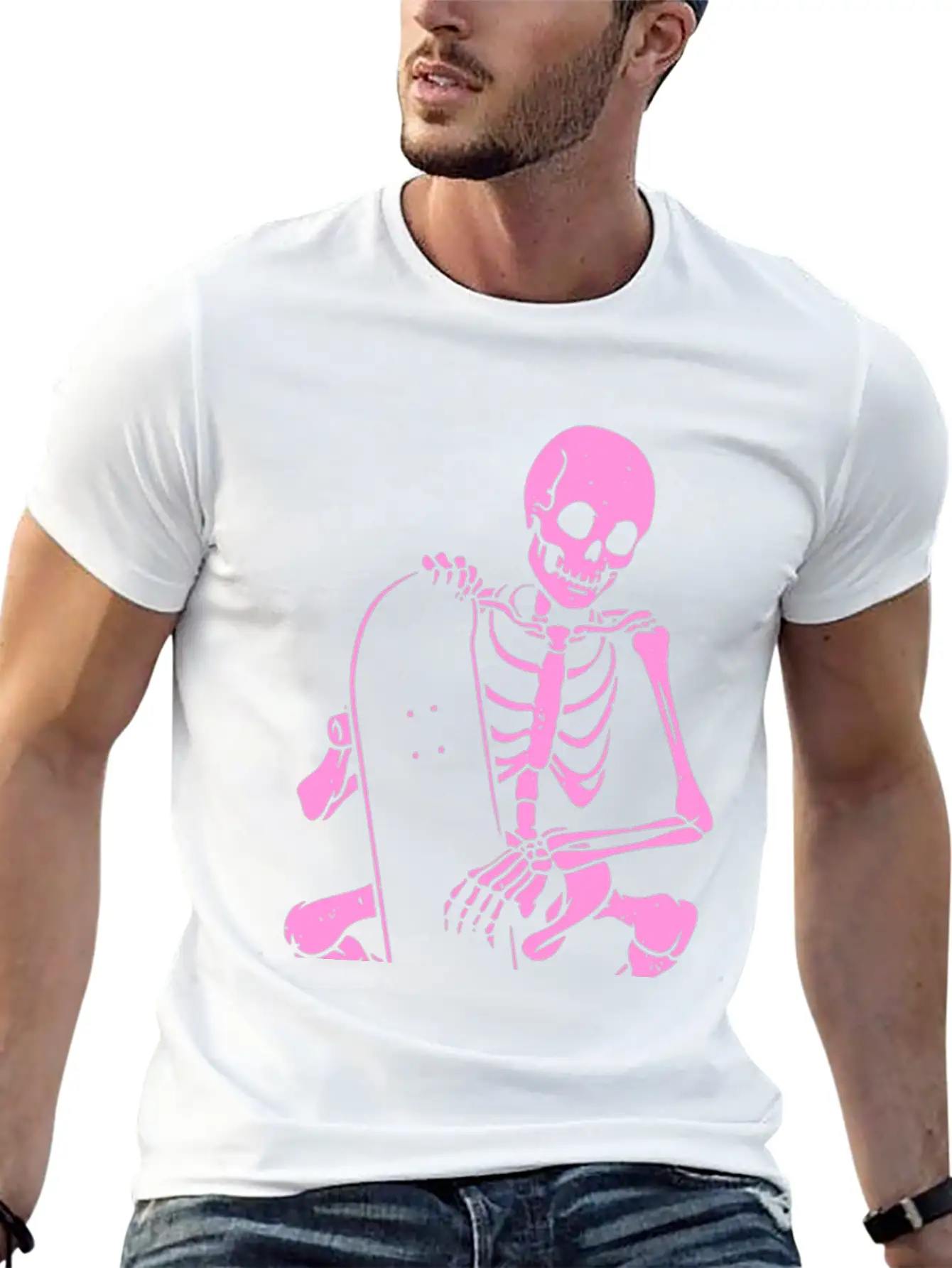 Skeleton Skater Modern Fit Casual T-Shirt – Clean And Versatile Design